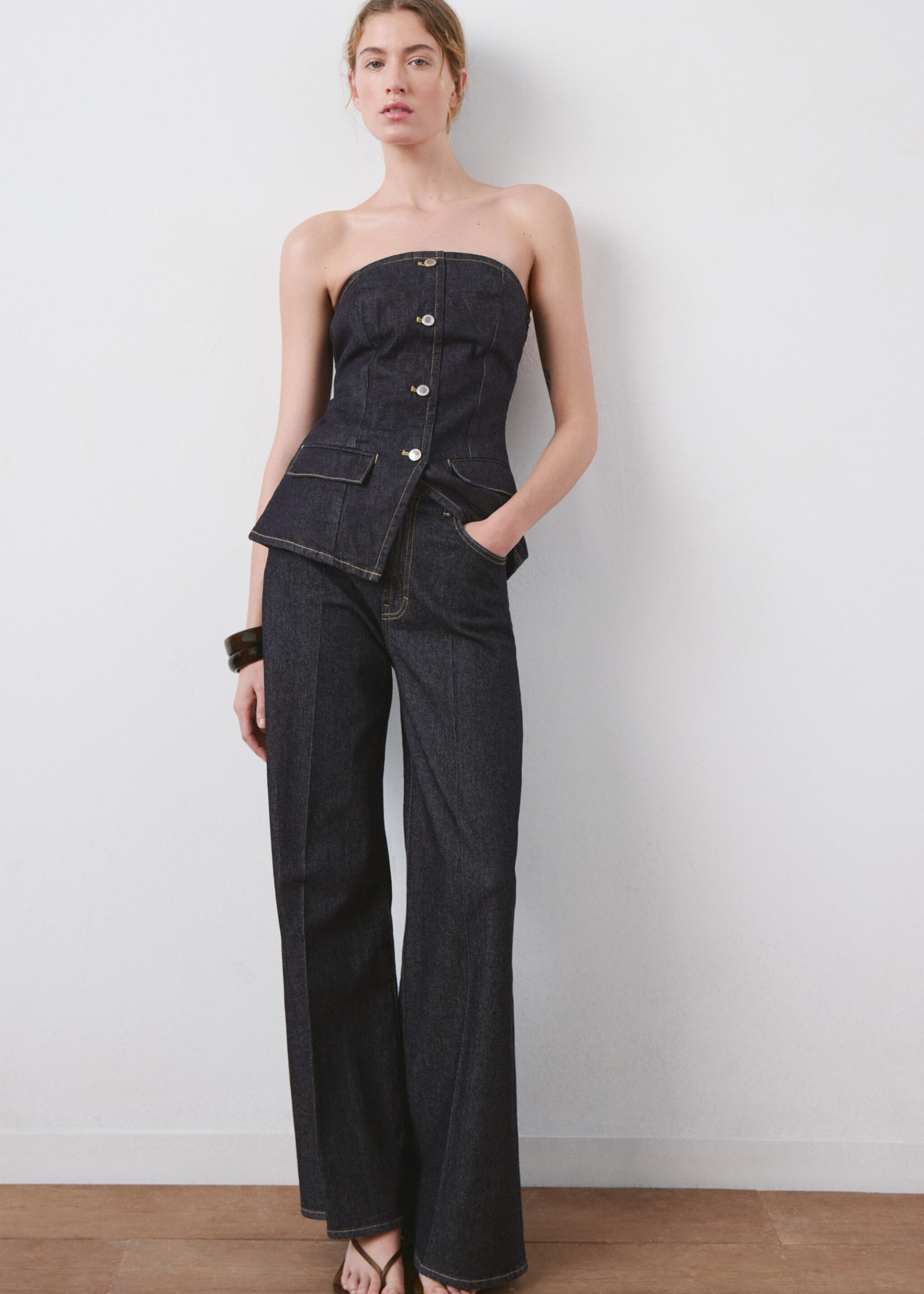 بنطال متوسط الارتفاع على شكل منطاد - تفاصيل المنتج 1, أزراق ناصع. Ref: 27025828-00.