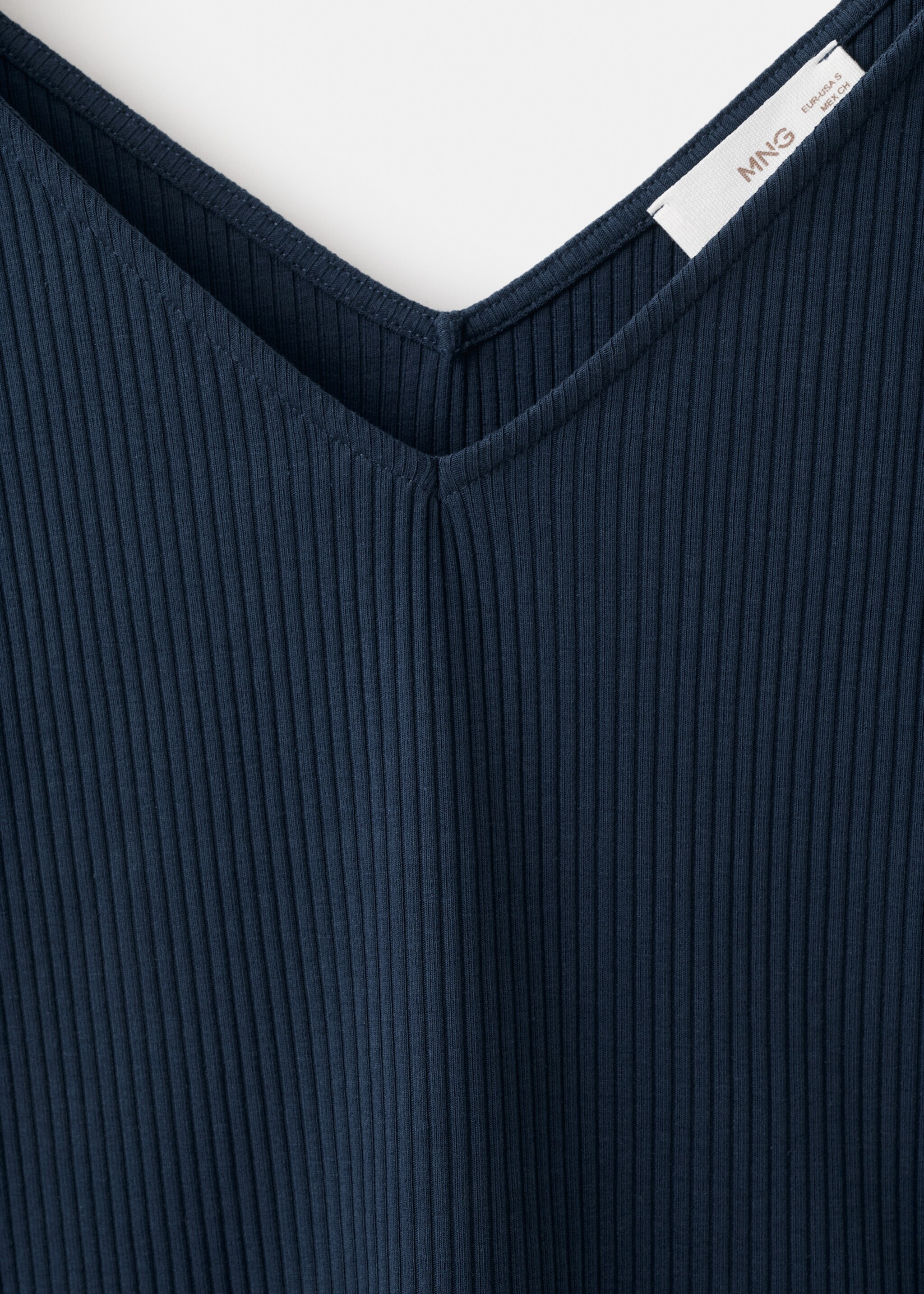 Short-sleeve strap top - Details of the article 8, Navy. Ref: 27025829-00.