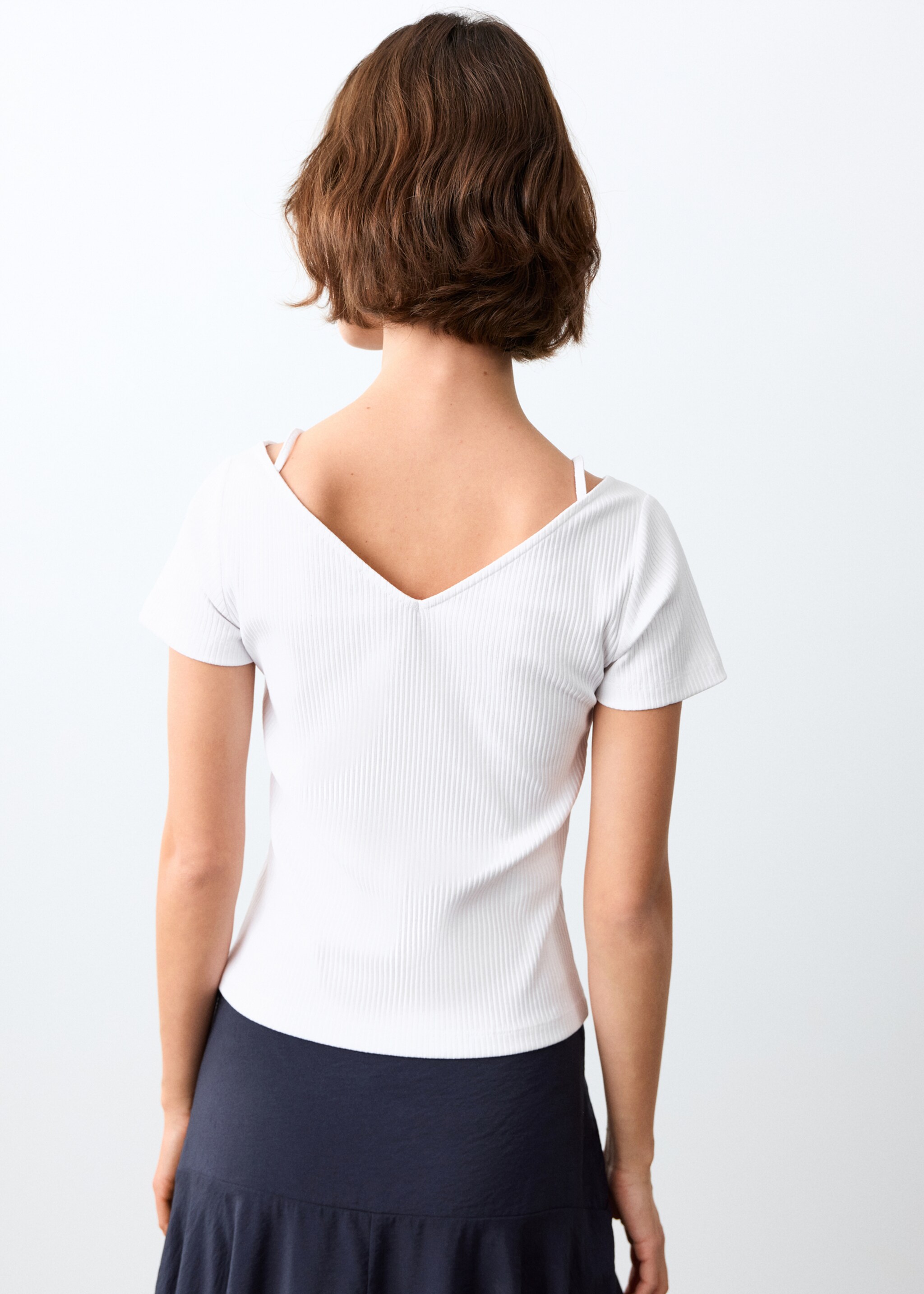 Short-sleeve strap top - Reverse of the article, Off White. Ref: 27025830-00.