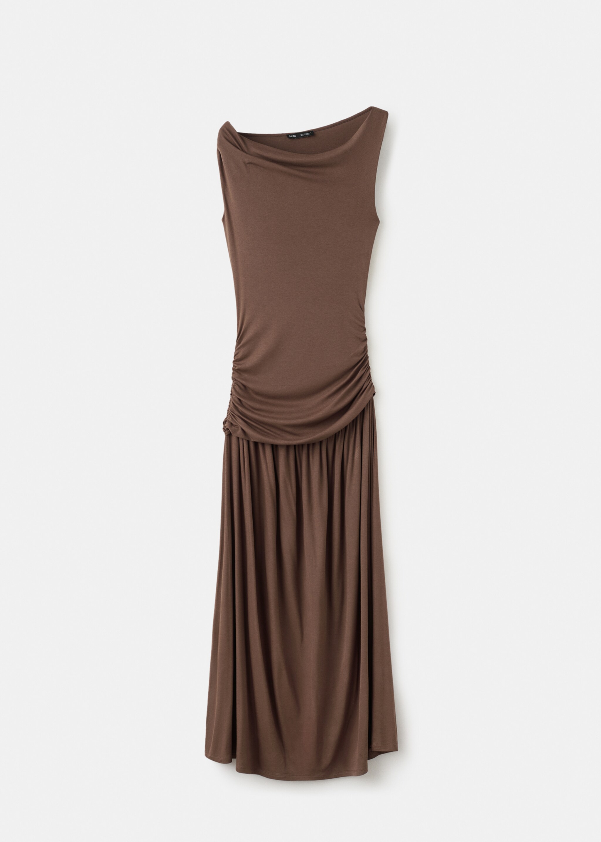Asymmetrical dress with gathered body - Article without model, Brown. Ref: 27025832-00.