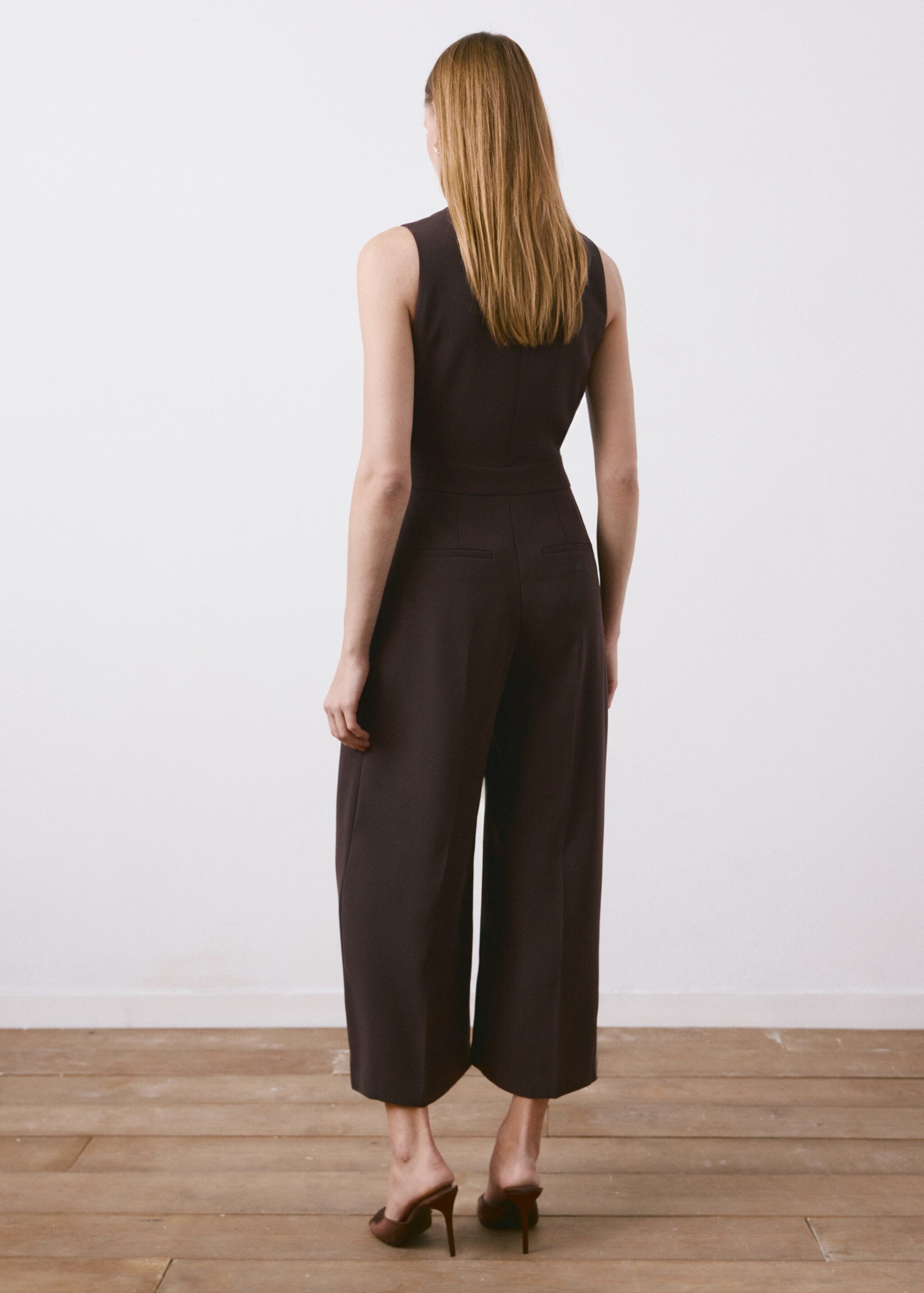 Belt wrap jumpsuit - Reverse of the article, Chocolate. Ref: 27025834-00.