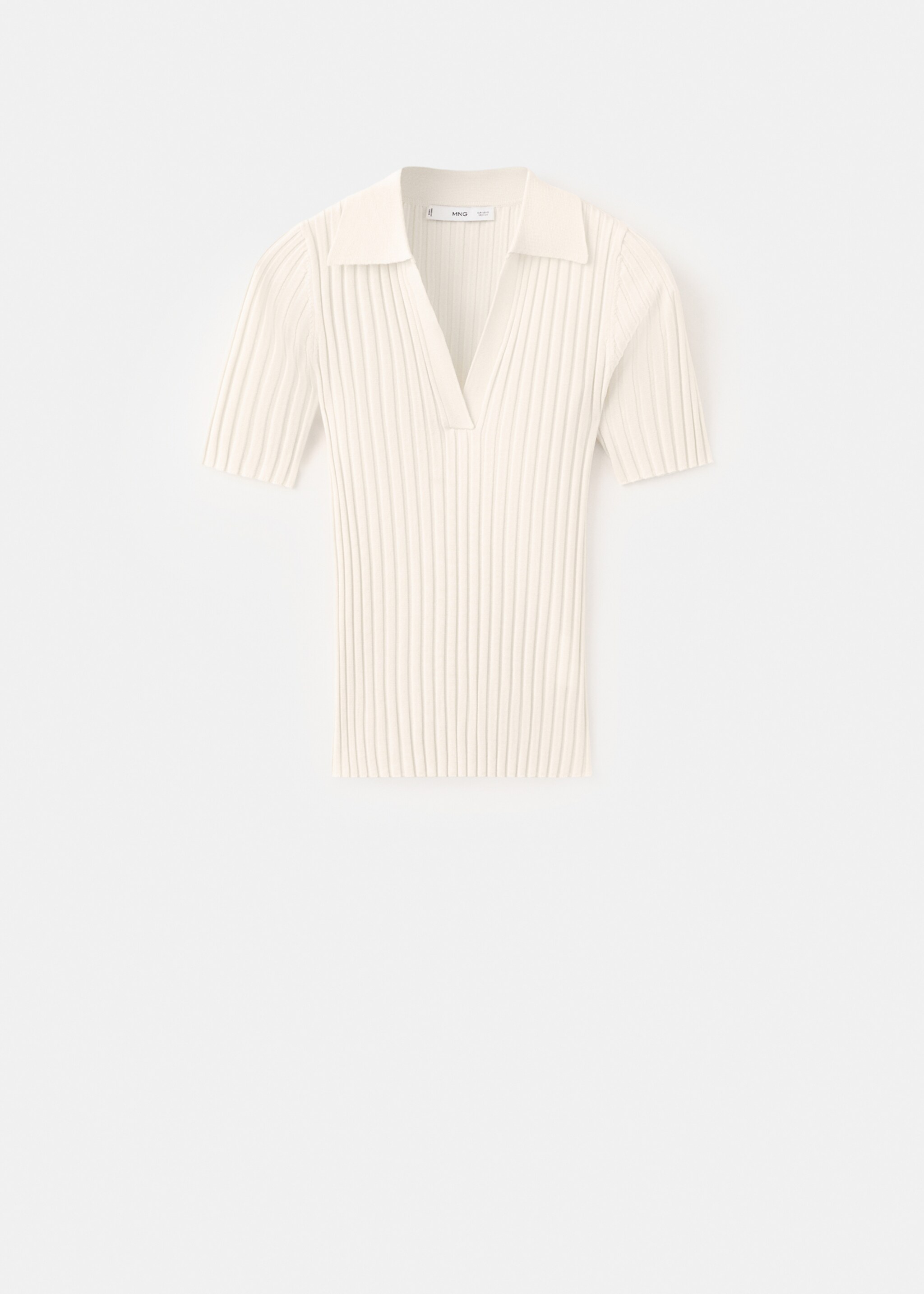 V-neck knit sweater - Article without model, Ecru. Ref: 27025835-00.