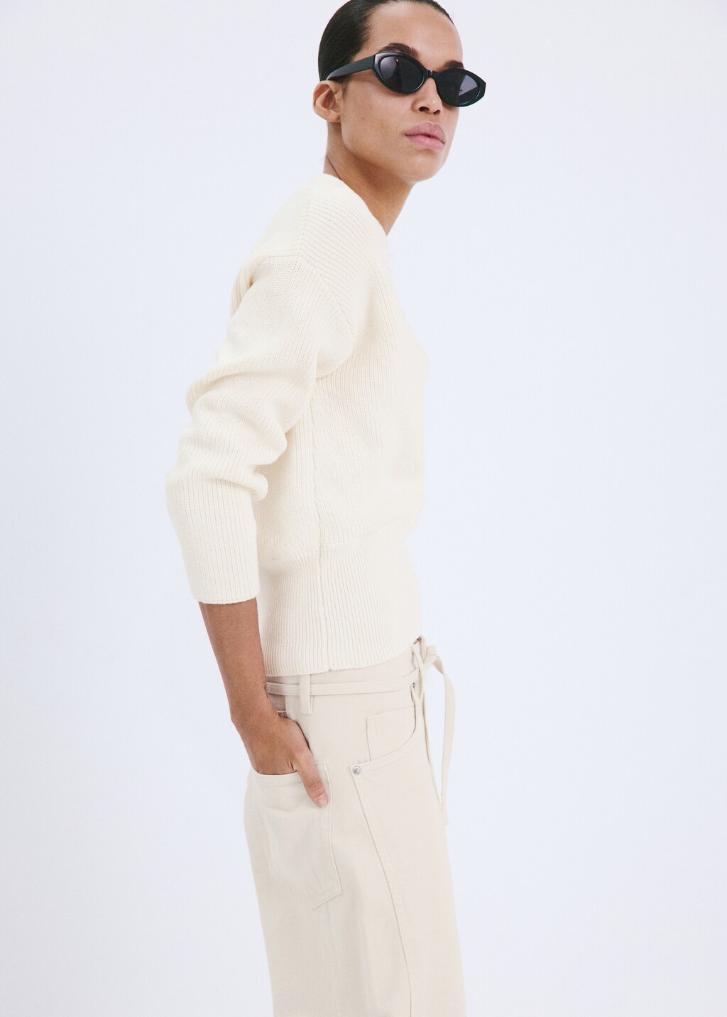Ribbed sweater with crossover neckline - image 5