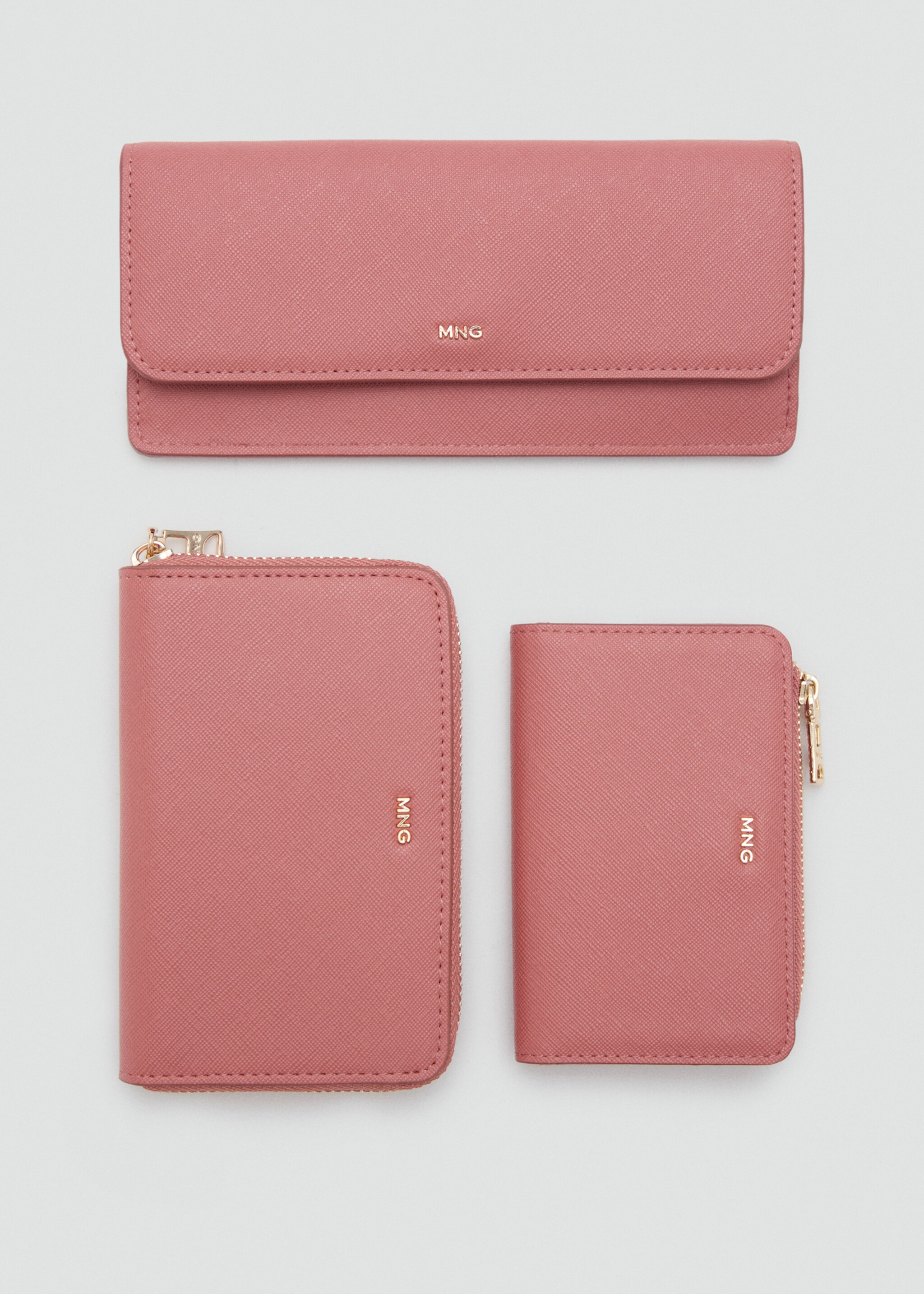 Safiano-effect wallet with flap - Details of the article 3, Pink. Ref: 27025838-00.