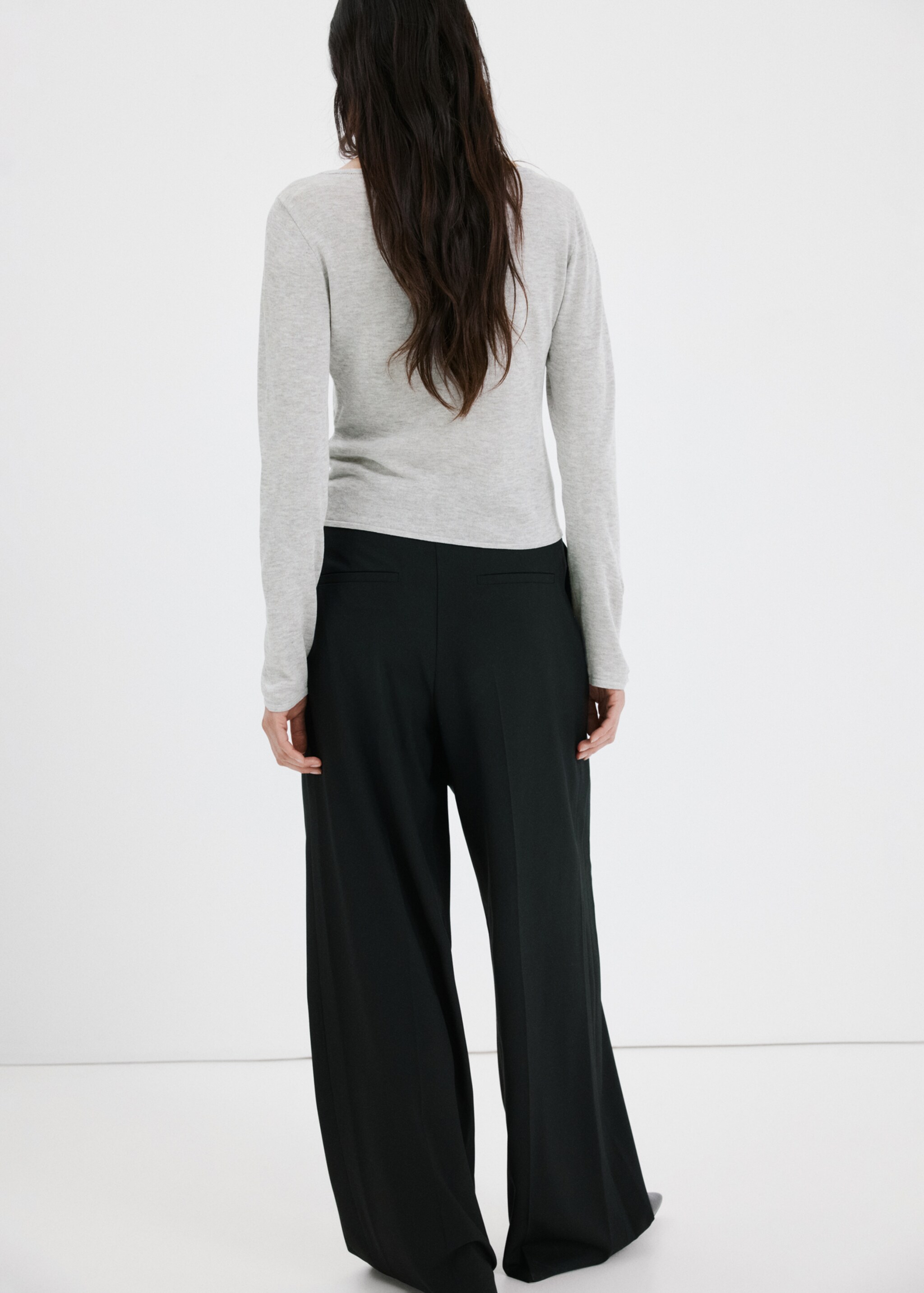 Pull-over bi-matière - Verso de l’article, Gris chiné moyen. Ref: 27025840-00.