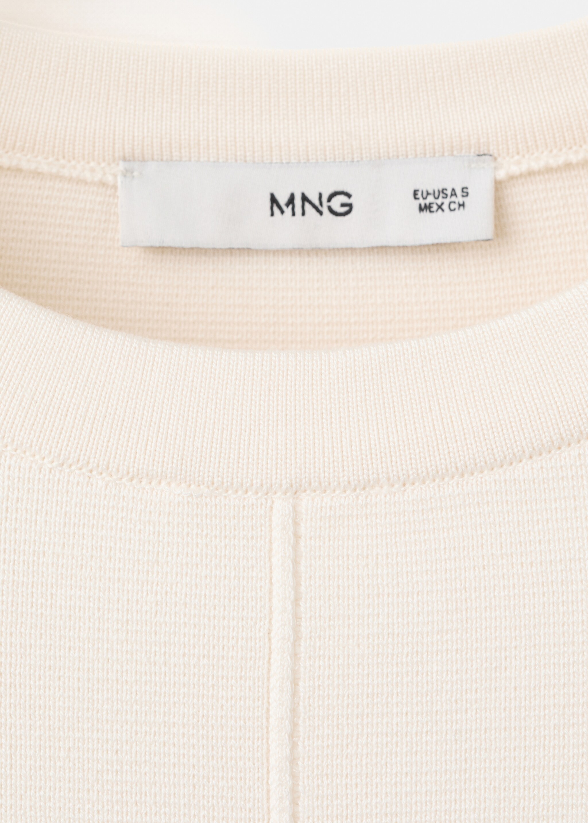 Short-sleeved knitted sweater - Details of the article 8, Off White. Ref: 27025841-00.