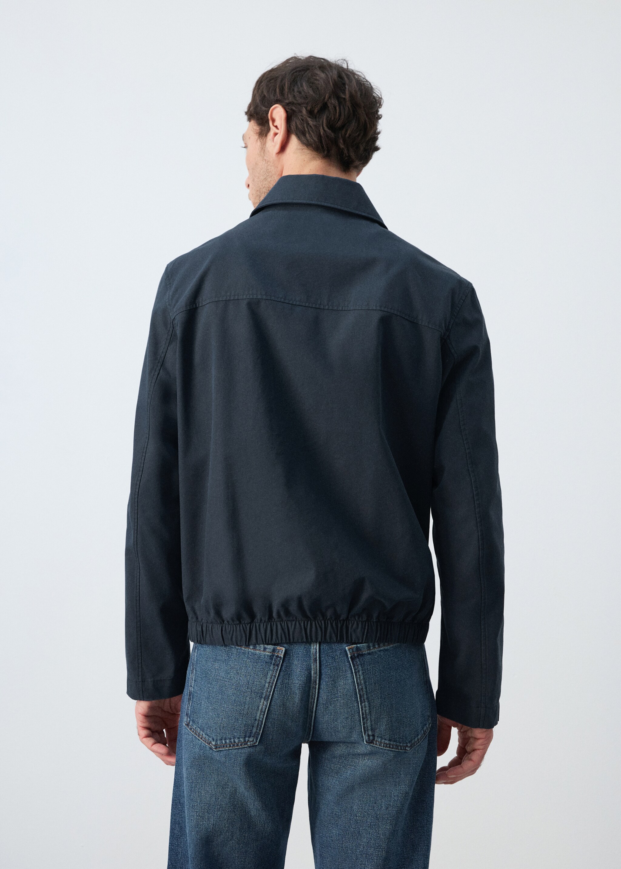 Lightweight cotton lyocell jacket - Reverse of the article, Navy. Ref: 27025931-00.