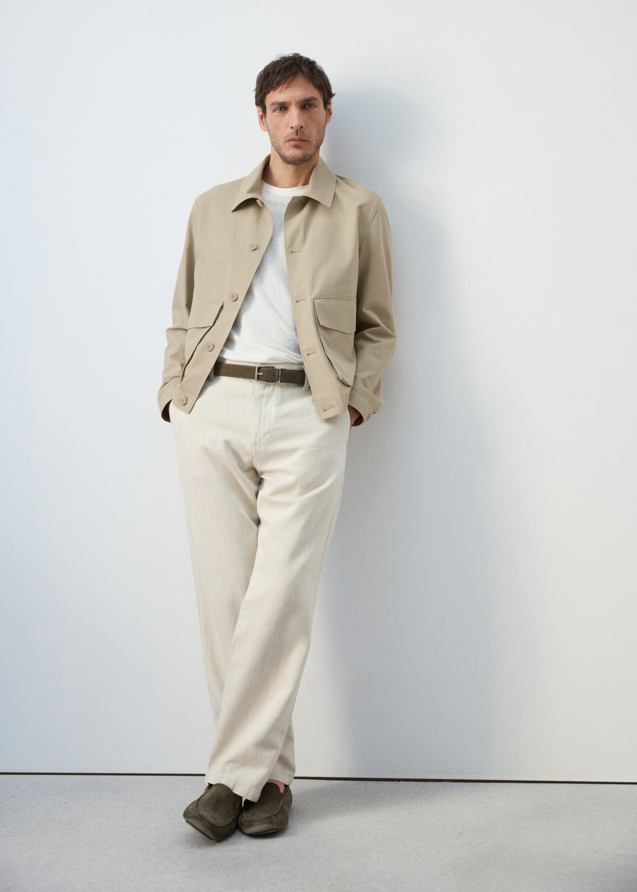 Lightweight cotton lyocell jacket - Details of the article 2, Beige. Ref: 27025932-00.
