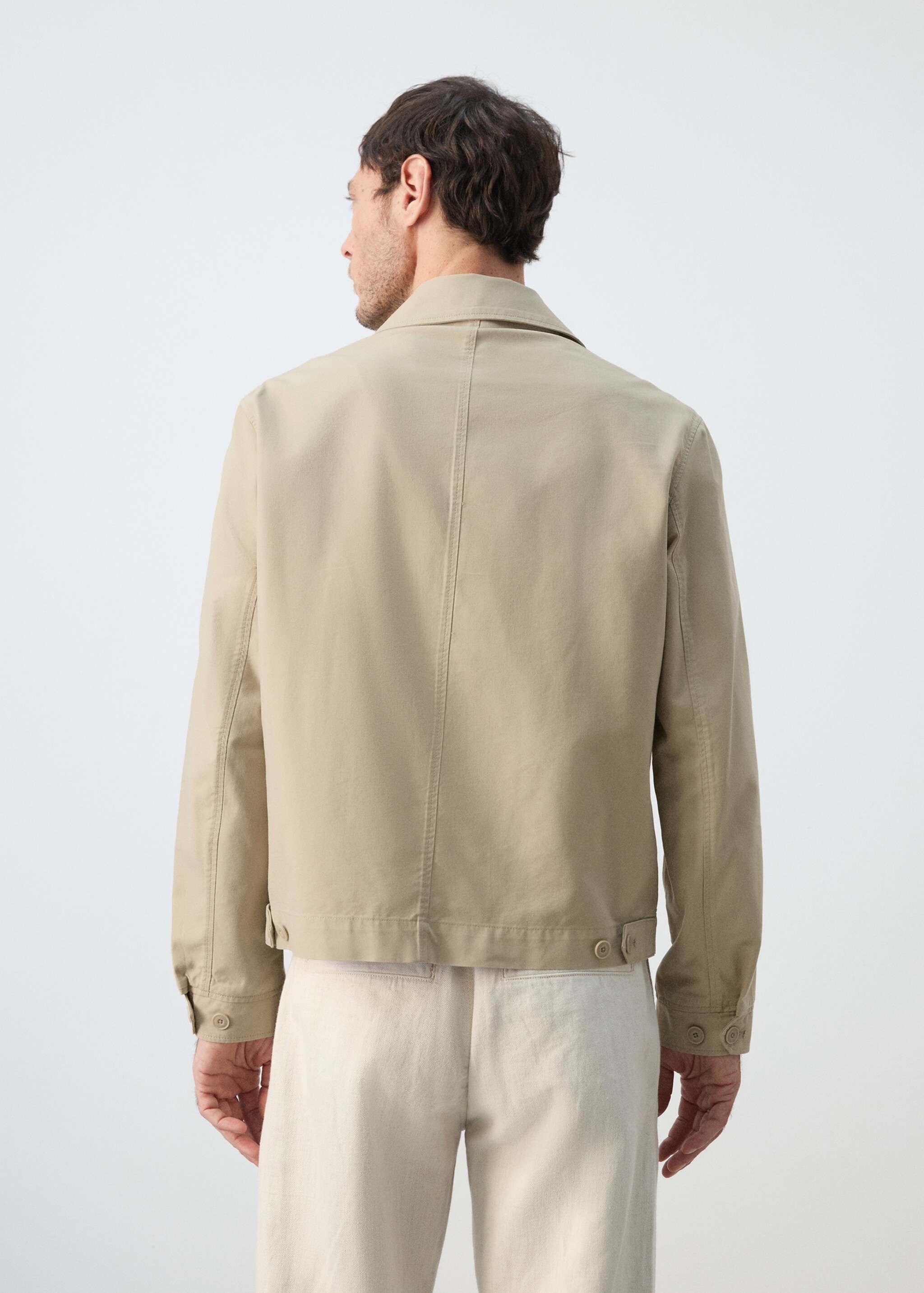 Lightweight cotton lyocell jacket - Reverse of the article, Beige. Ref: 27025932-00.