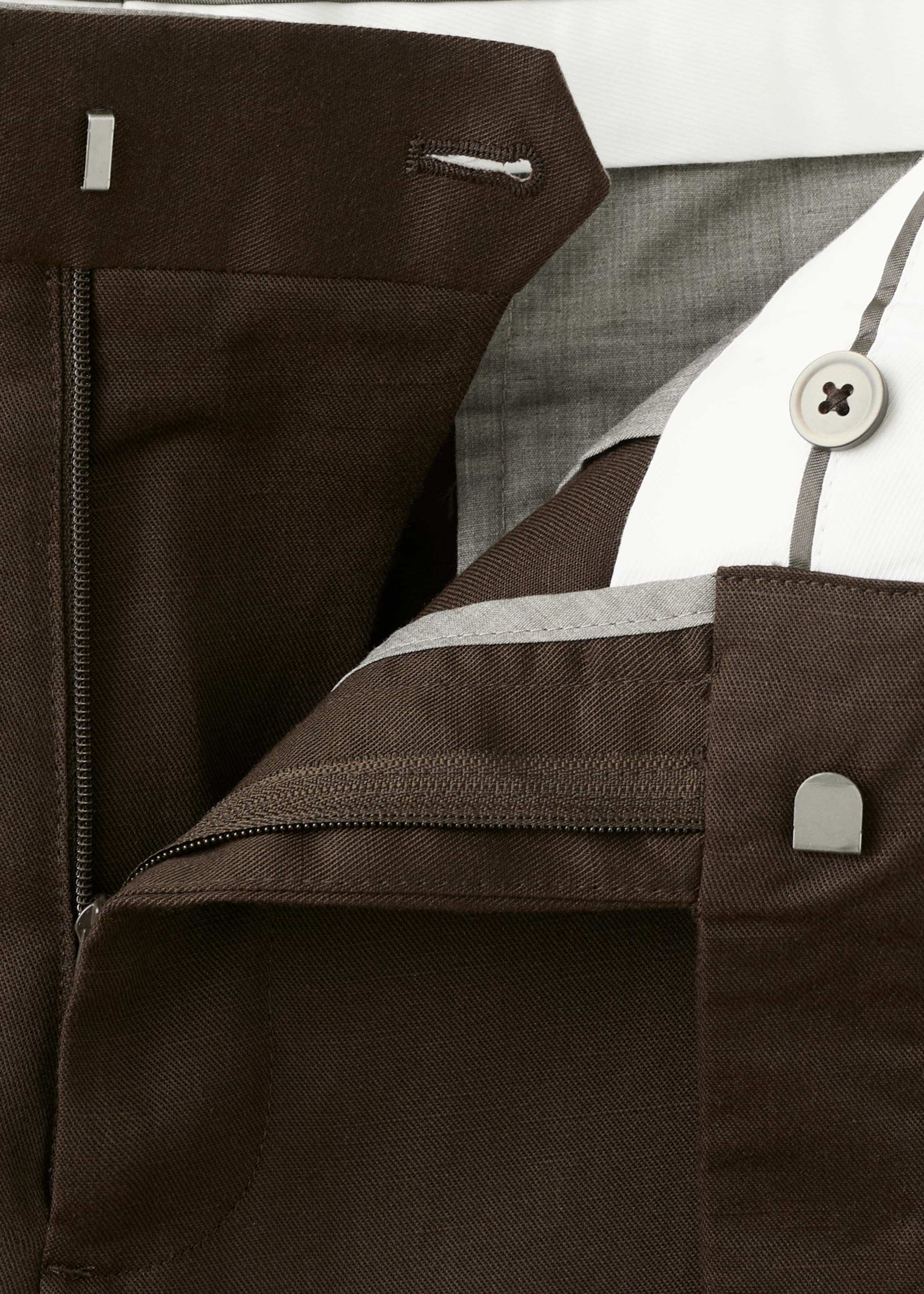 Slim Fit-Hose aus Lyocell mit Leinen - Detail des Artikels 0, Schokolade. Ref: 27025933-00.