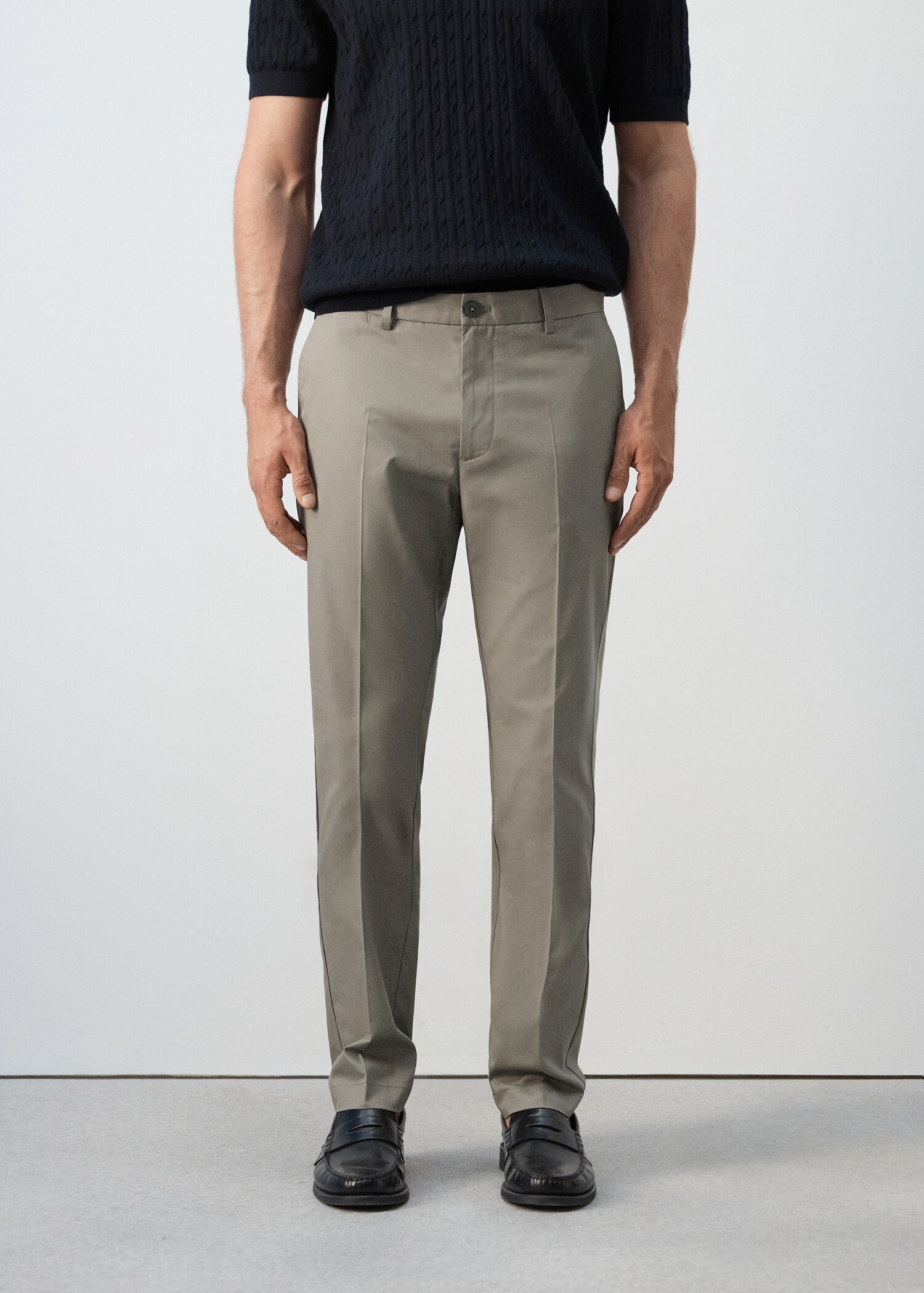 100% cotton twill slim fit trousers - Medium plane