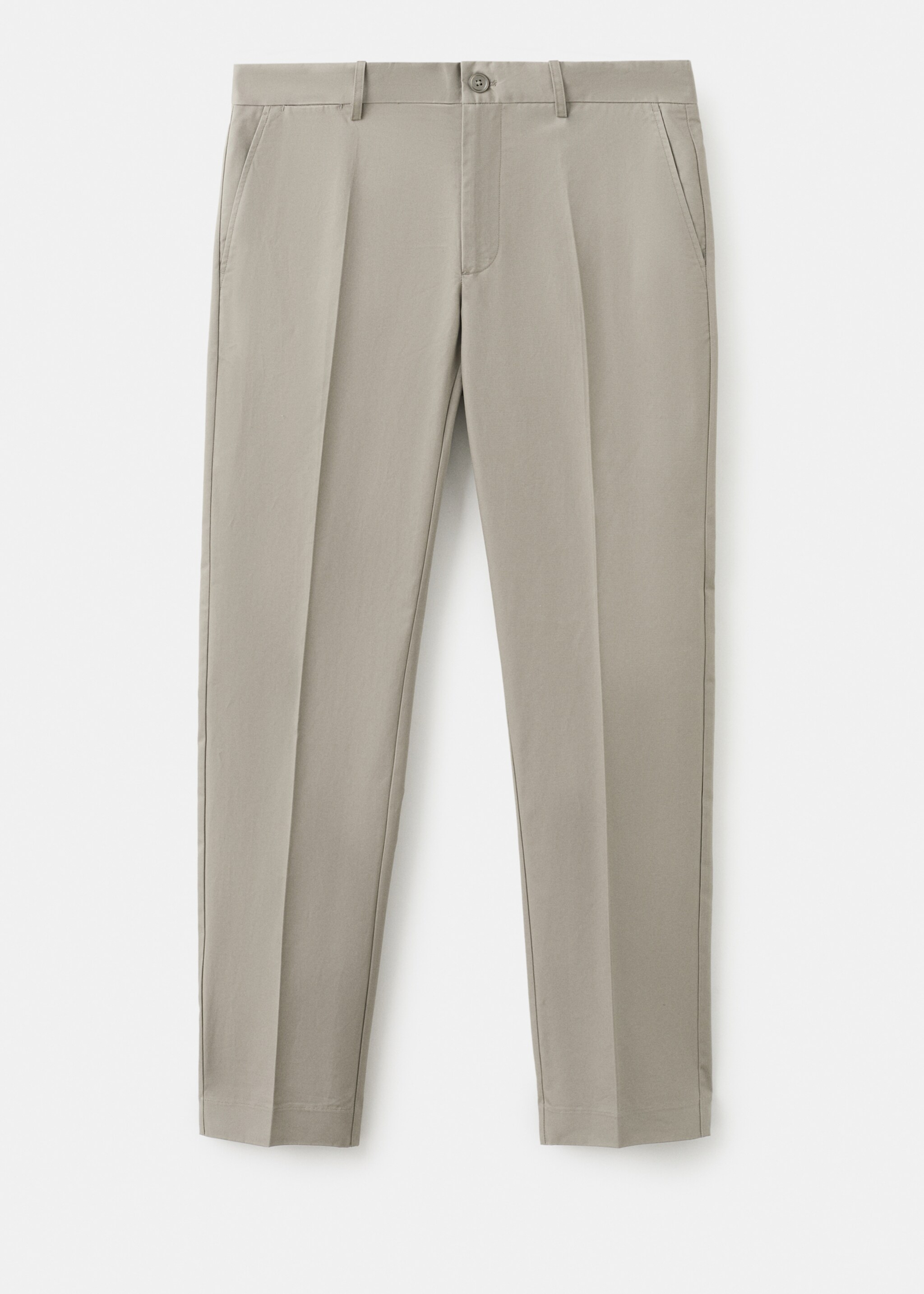 Pantalon en sergé 100 % coton slim fit - Article sans modèle, Beige. Ref: 27025934-00.