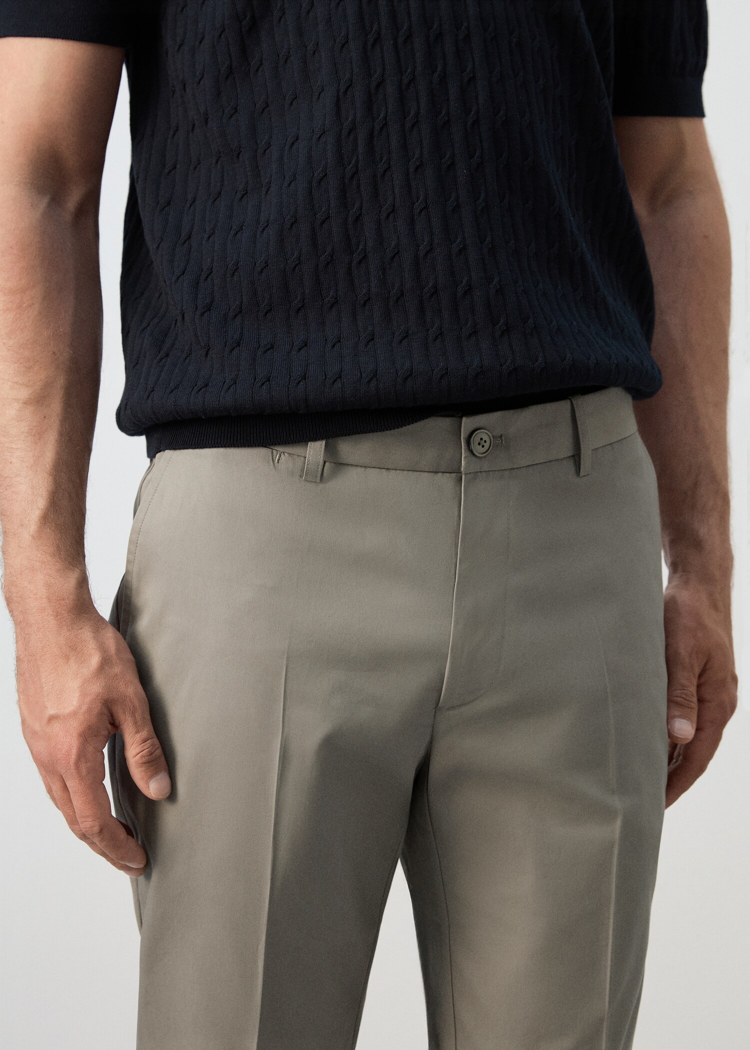 100% cotton twill slim fit trousers - Details of the article 1