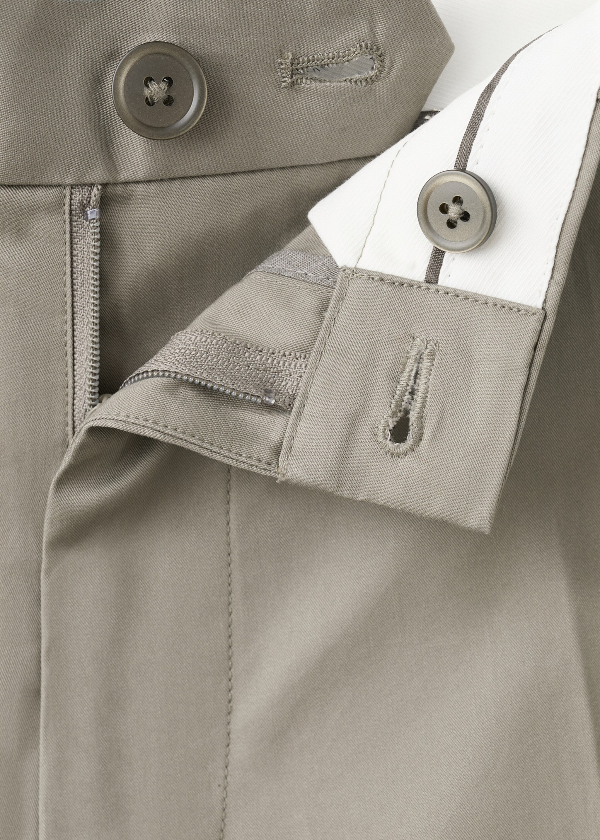 Pantalon en sergé 100 % coton slim fit - Détail de l'article 8, Beige. Ref: 27025934-00.