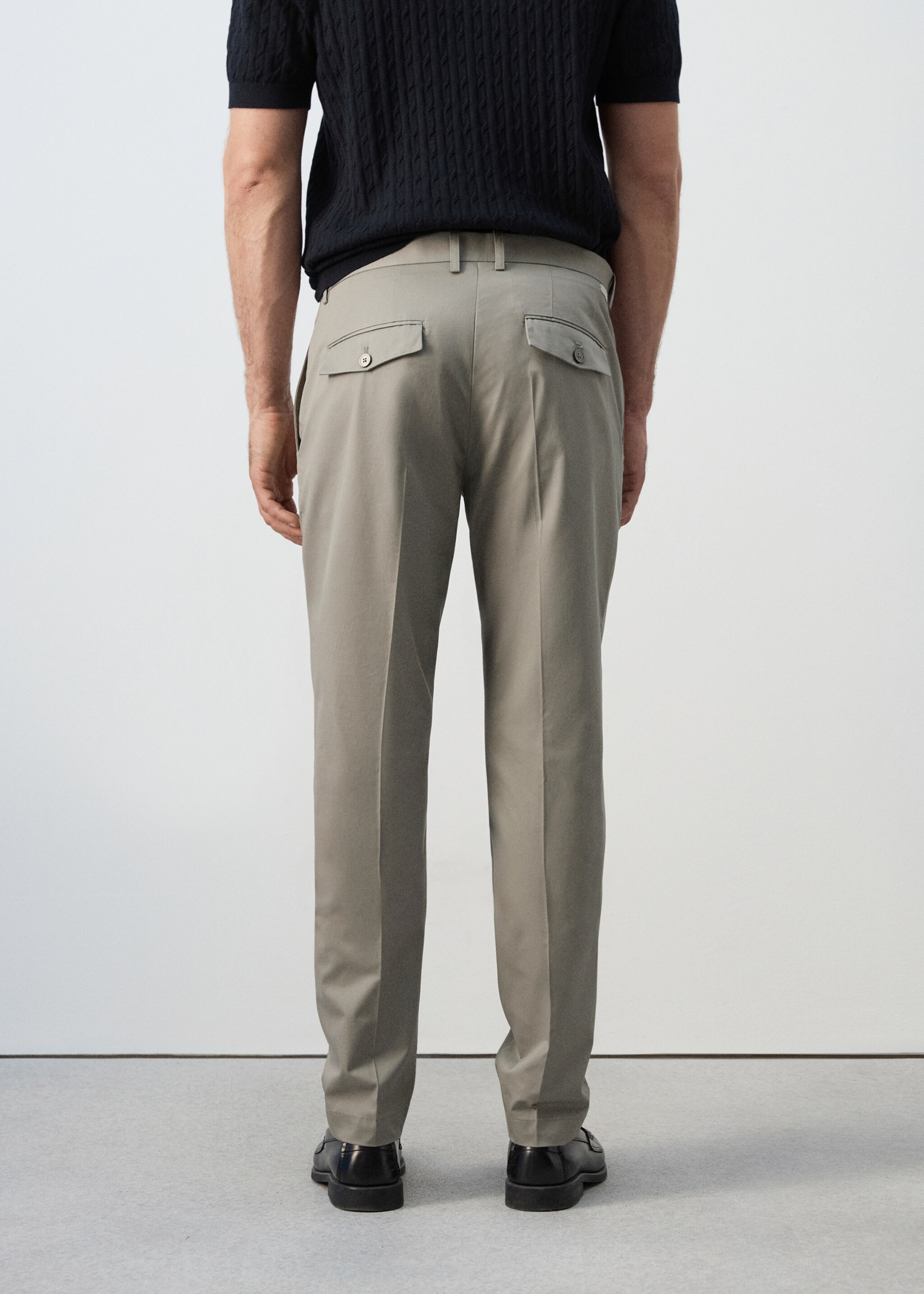 100% cotton twill slim fit trousers - Reverse of the article, Beige. Ref: 27025934-00.