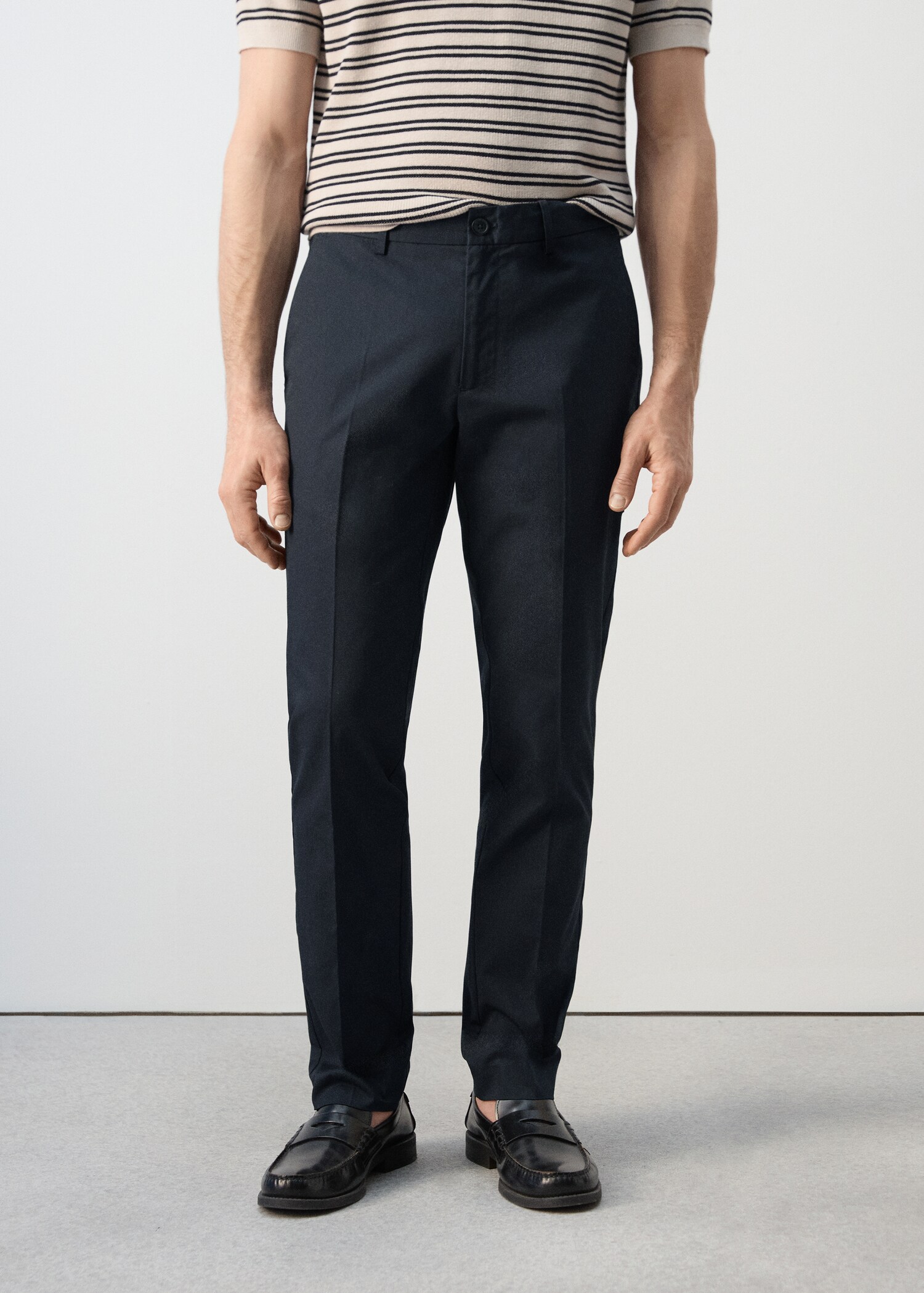 100% cotton slim fit twill trousers - Medium plane