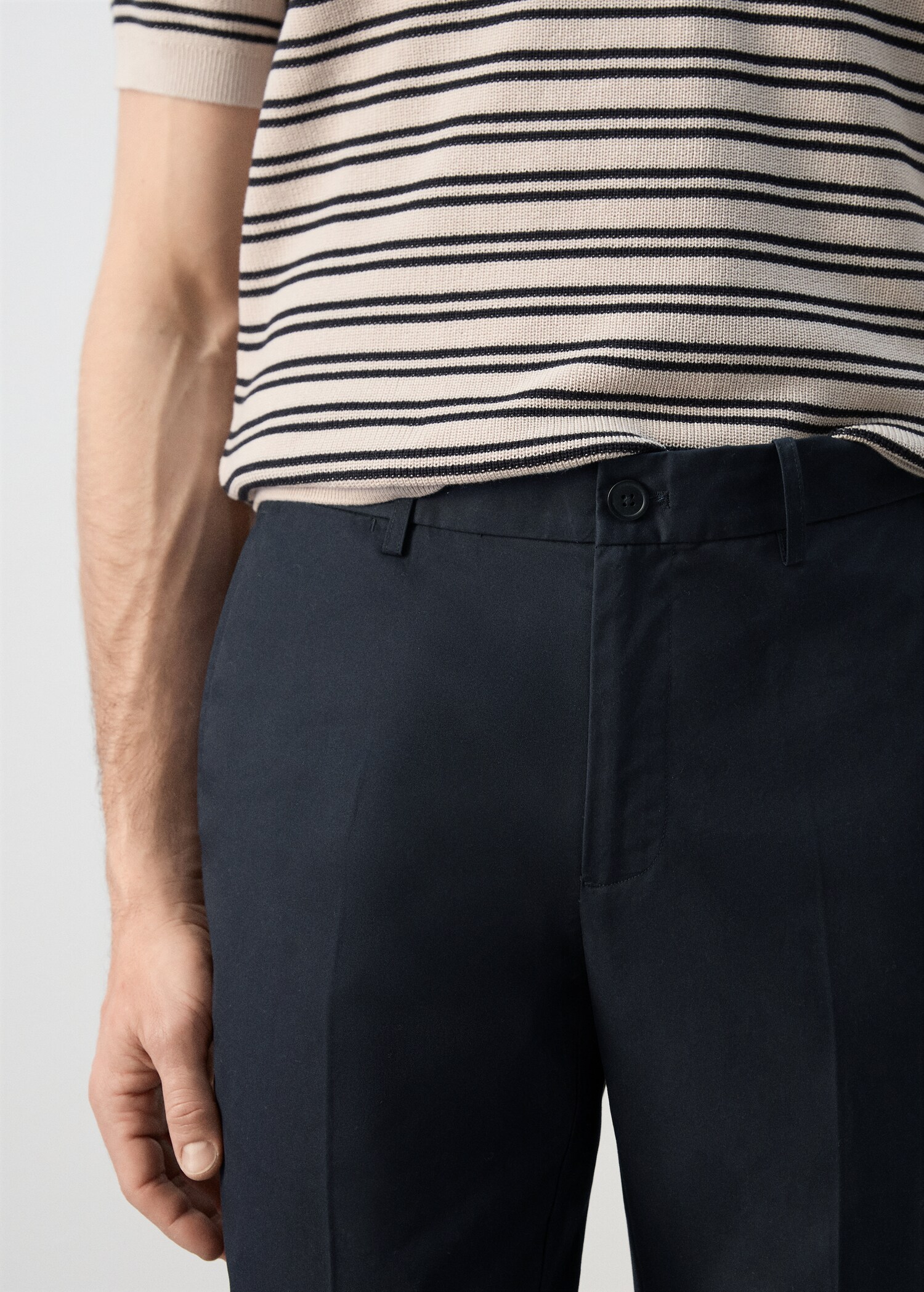 100% cotton slim fit twill trousers - Details of the article 1