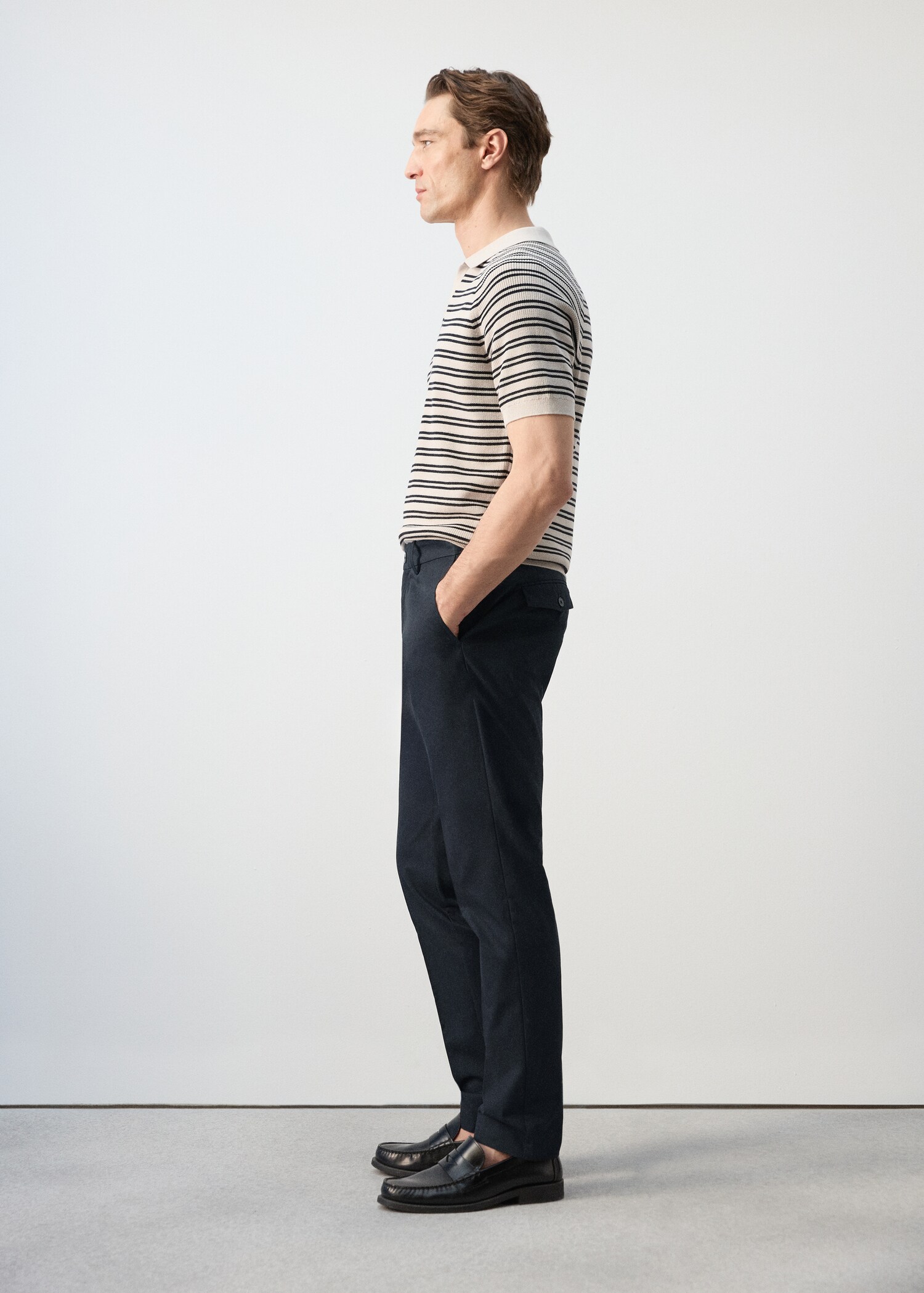 100% cotton slim fit twill trousers - Details of the article 2
