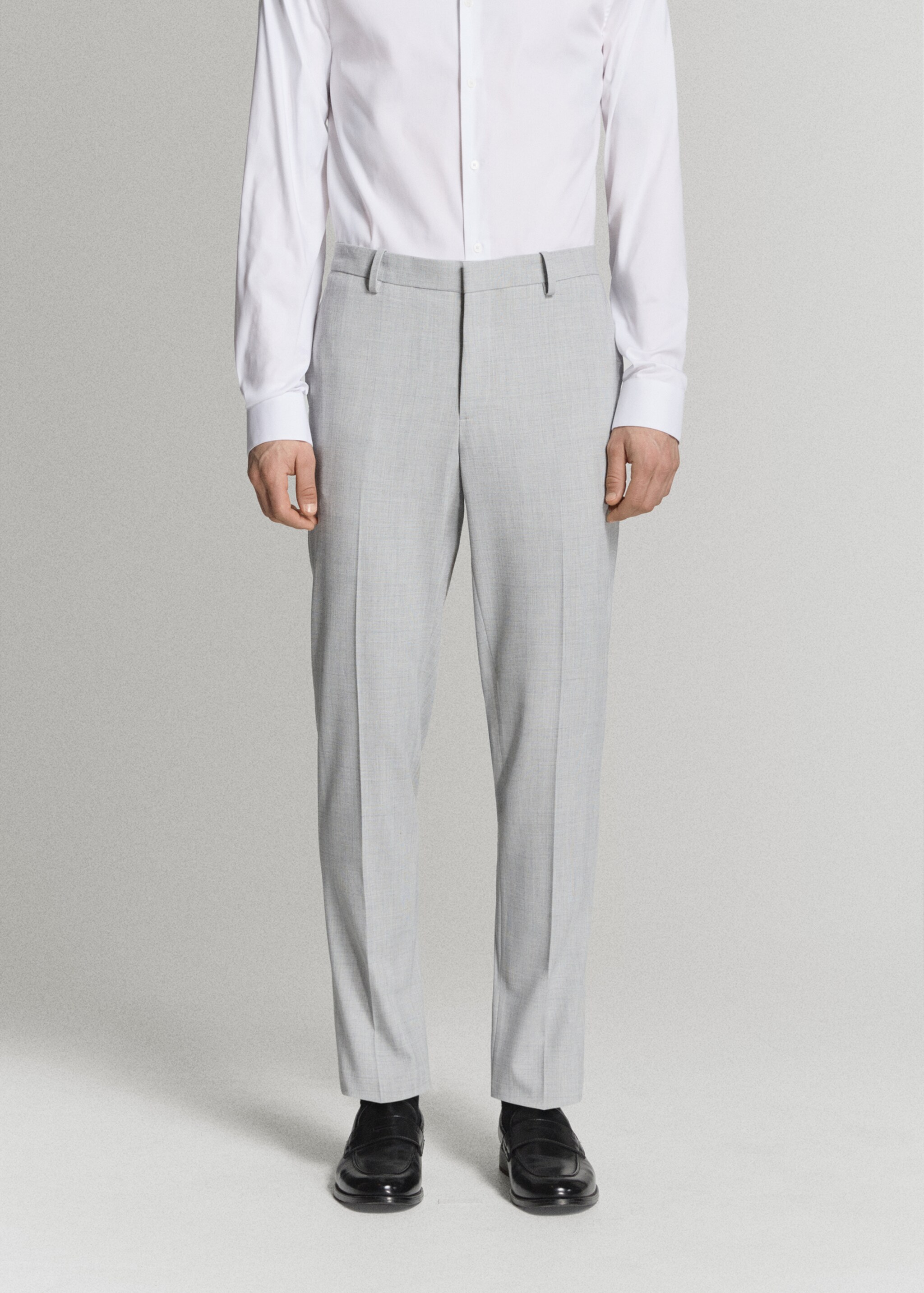 파리 슈퍼 슬림핏 수트 트라우저 - 중간 평면도, 라이트 헤더 그레이. Ref: 27025938-00.