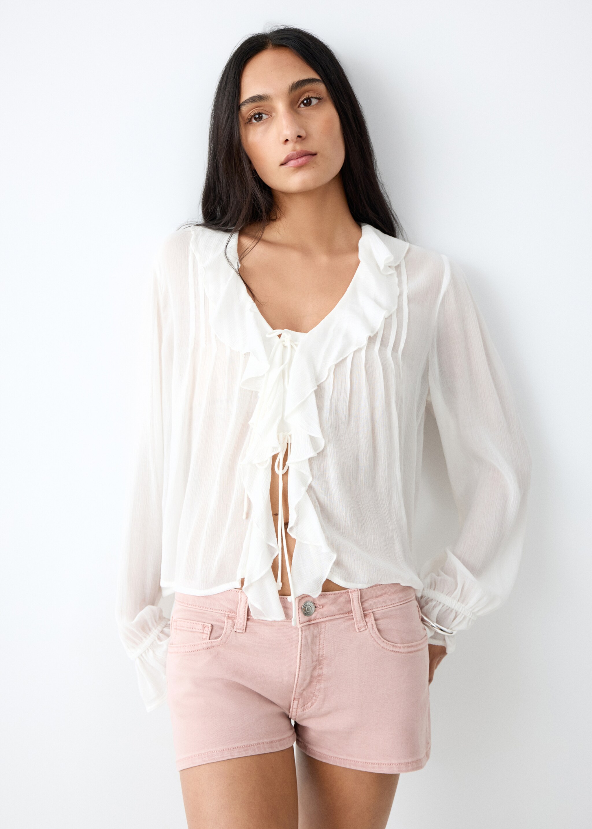 Mini shorts low waist - Plano medio, Rosa. Ref: 27025940-00.