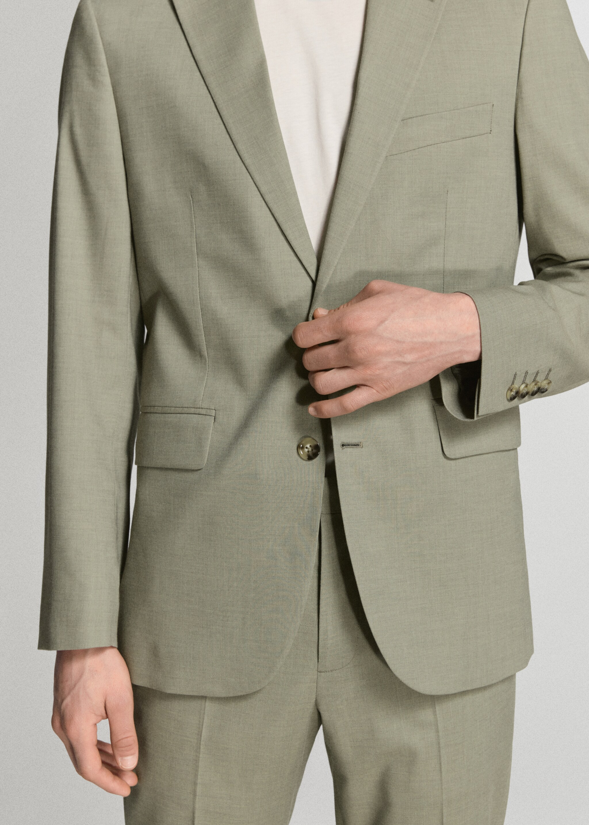 Milan slim-fit suit blazer - Details of the article 6, Green. Ref: 27025941-00.