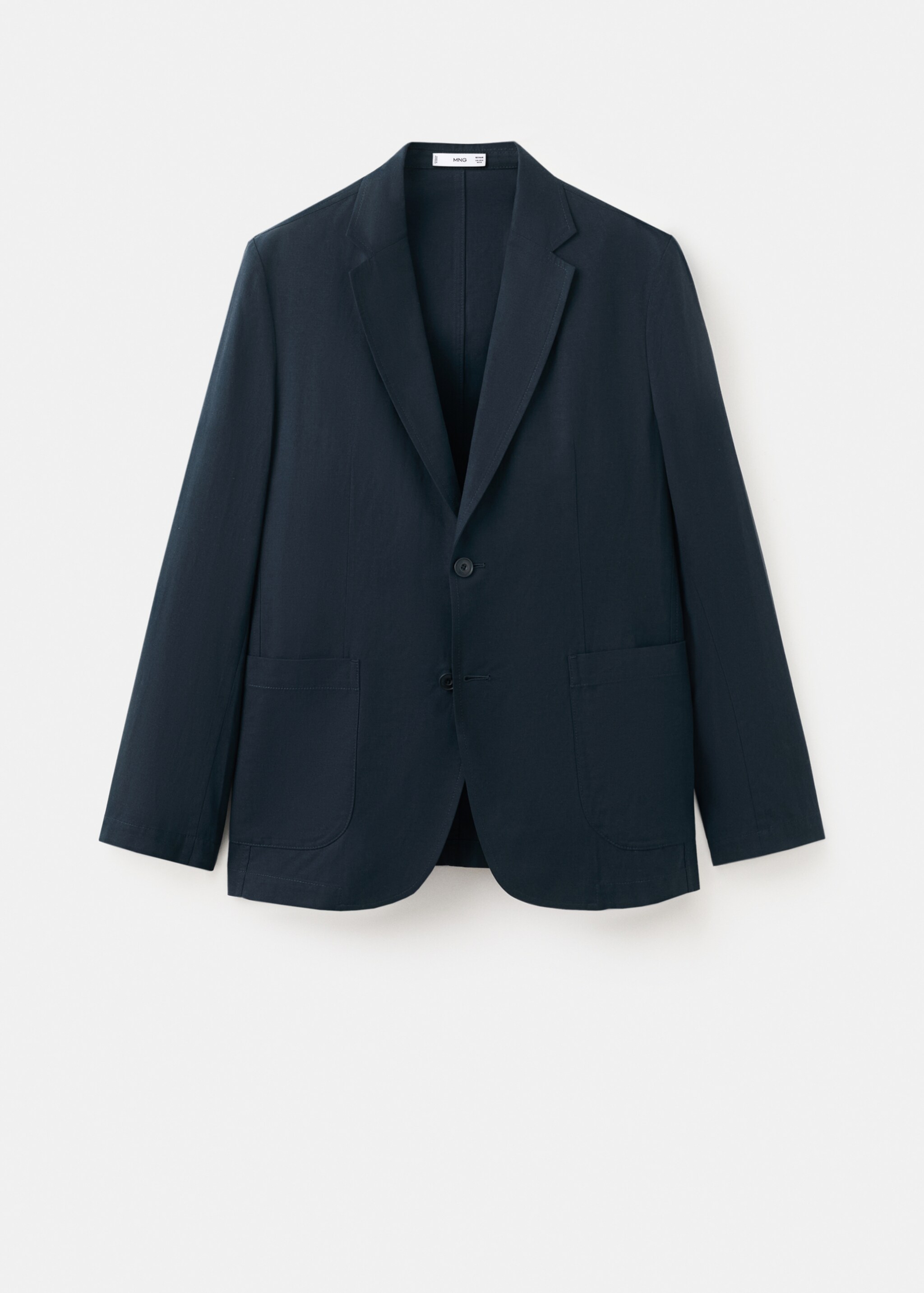Slim-fit linen-blend suit jacket - Article without model, Navy. Ref: 27025945-00.