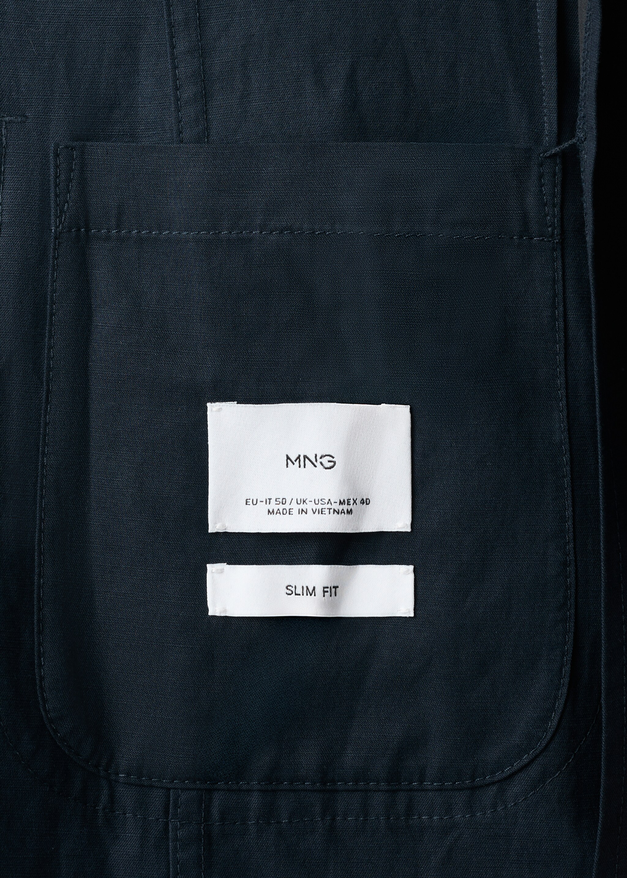 Slim-fit linen-blend suit jacket - Details of the article 0, Navy. Ref: 27025945-00.