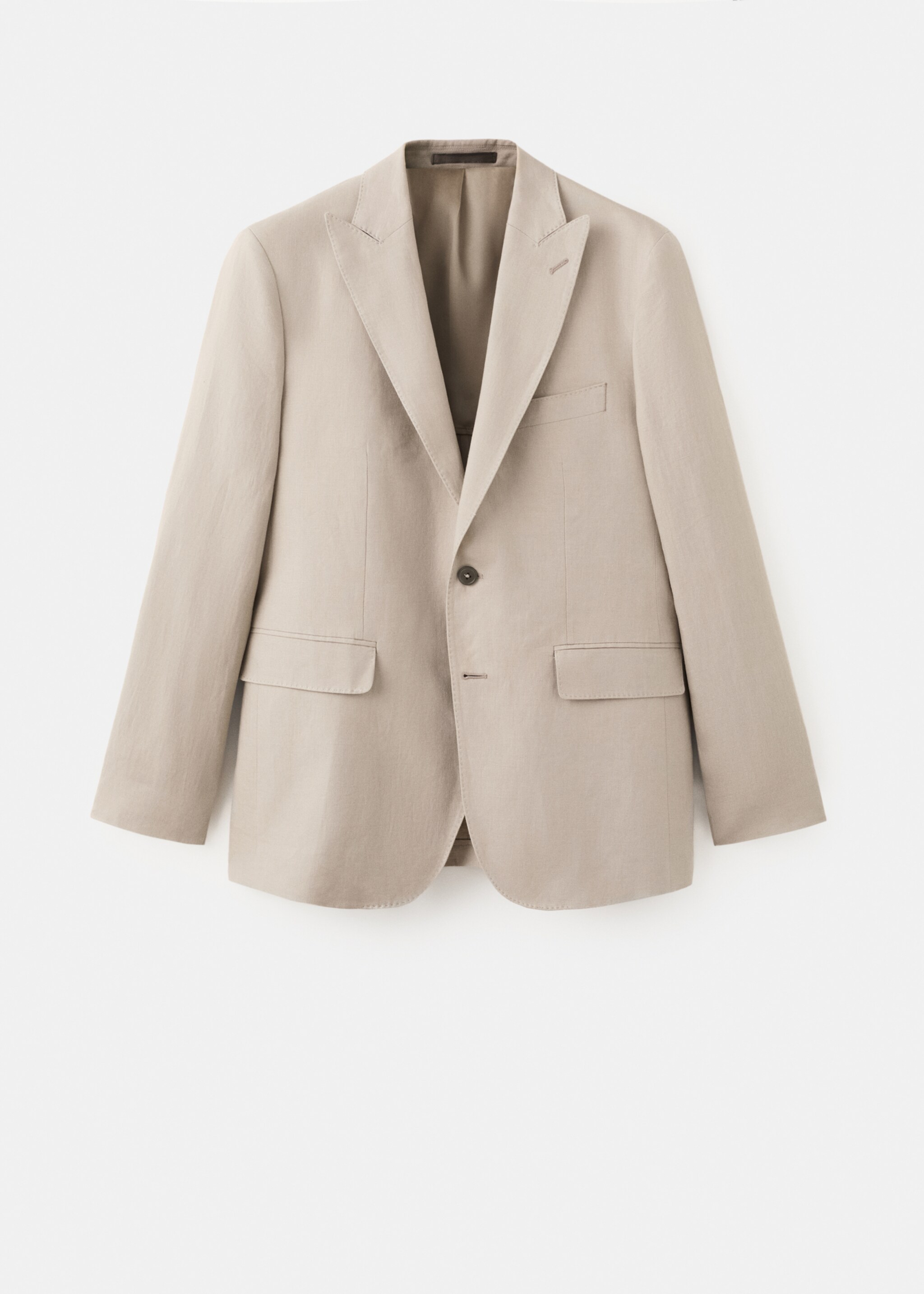 بليزر بذلة بتفصيلة نحيفة من الكتان 100% - منتج دون نموذج, بيج. Ref: 27025948-00.