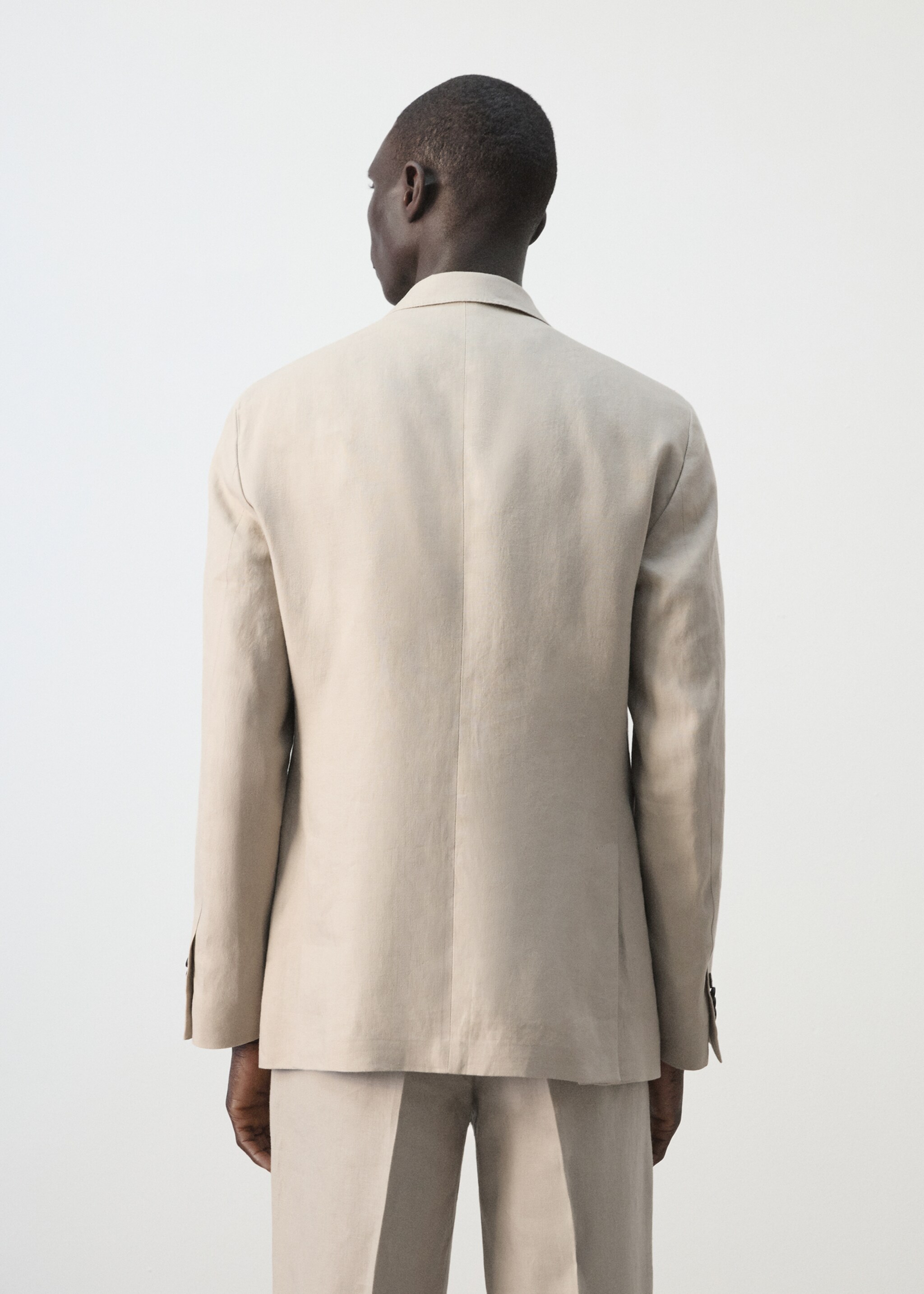 بليزر بذلة بتفصيلة نحيفة من الكتان 100% - الجهة الخلفية للمنتج, بيج. Ref: 27025948-00.