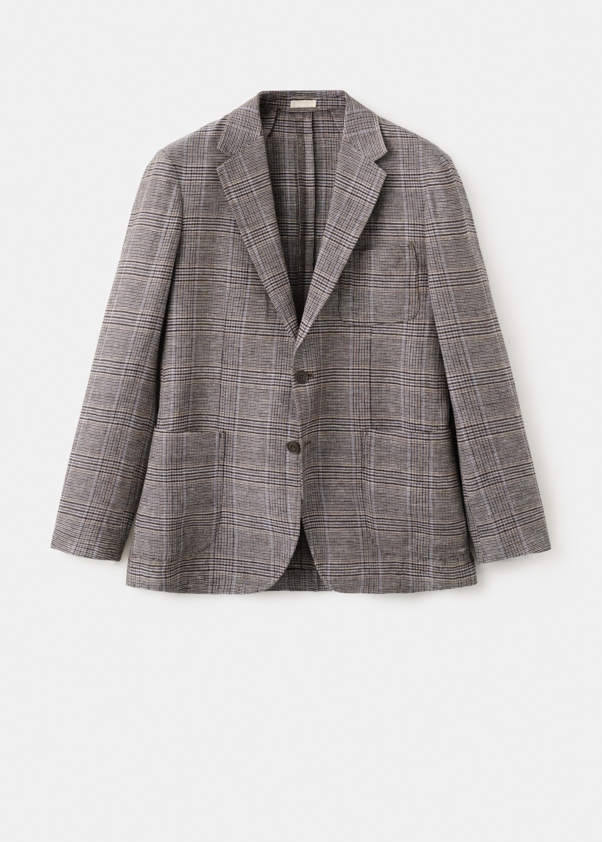 Пиджак из 100% льна в клетку «Принц Уэльский» - Изделие без модели, Коричневый. Ref: 27025949-00.