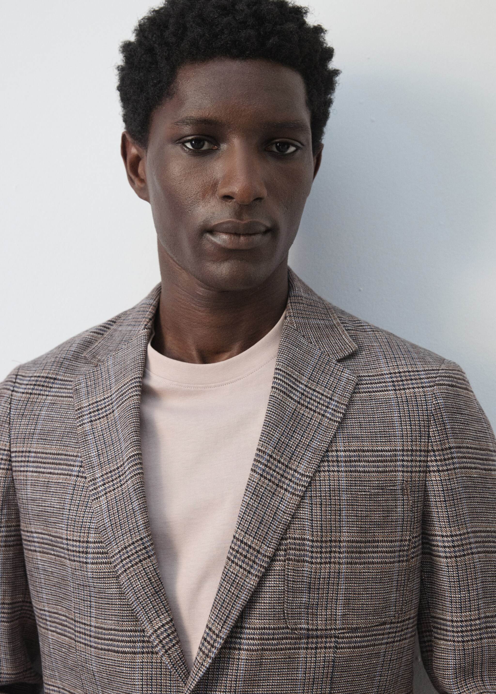 Пиджак из 100% льна в клетку «Принц Уэльский» - Деталь изделия 1, Коричневый. Ref: 27025949-00.