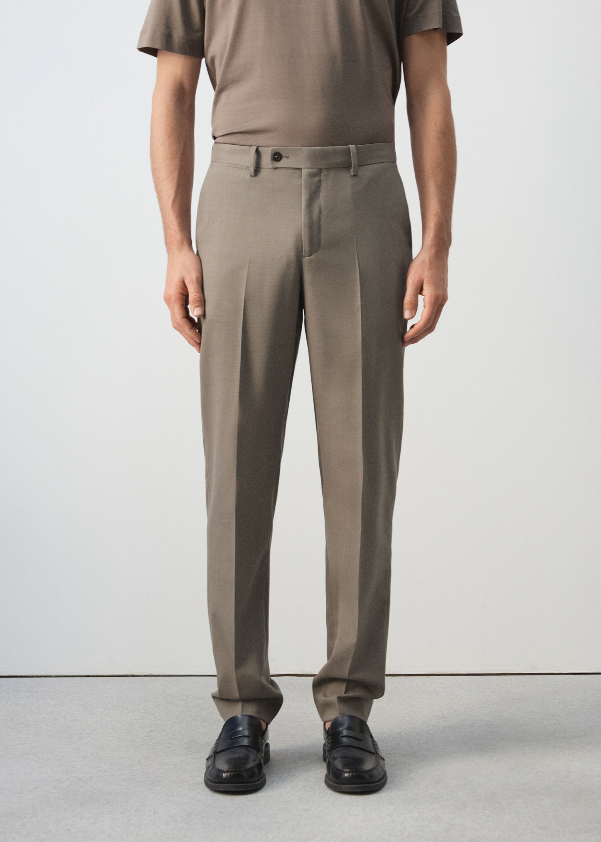 Pantalón traje Turín 100% lana - Plano medio, Marrón medio. Ref: 27025950-00.