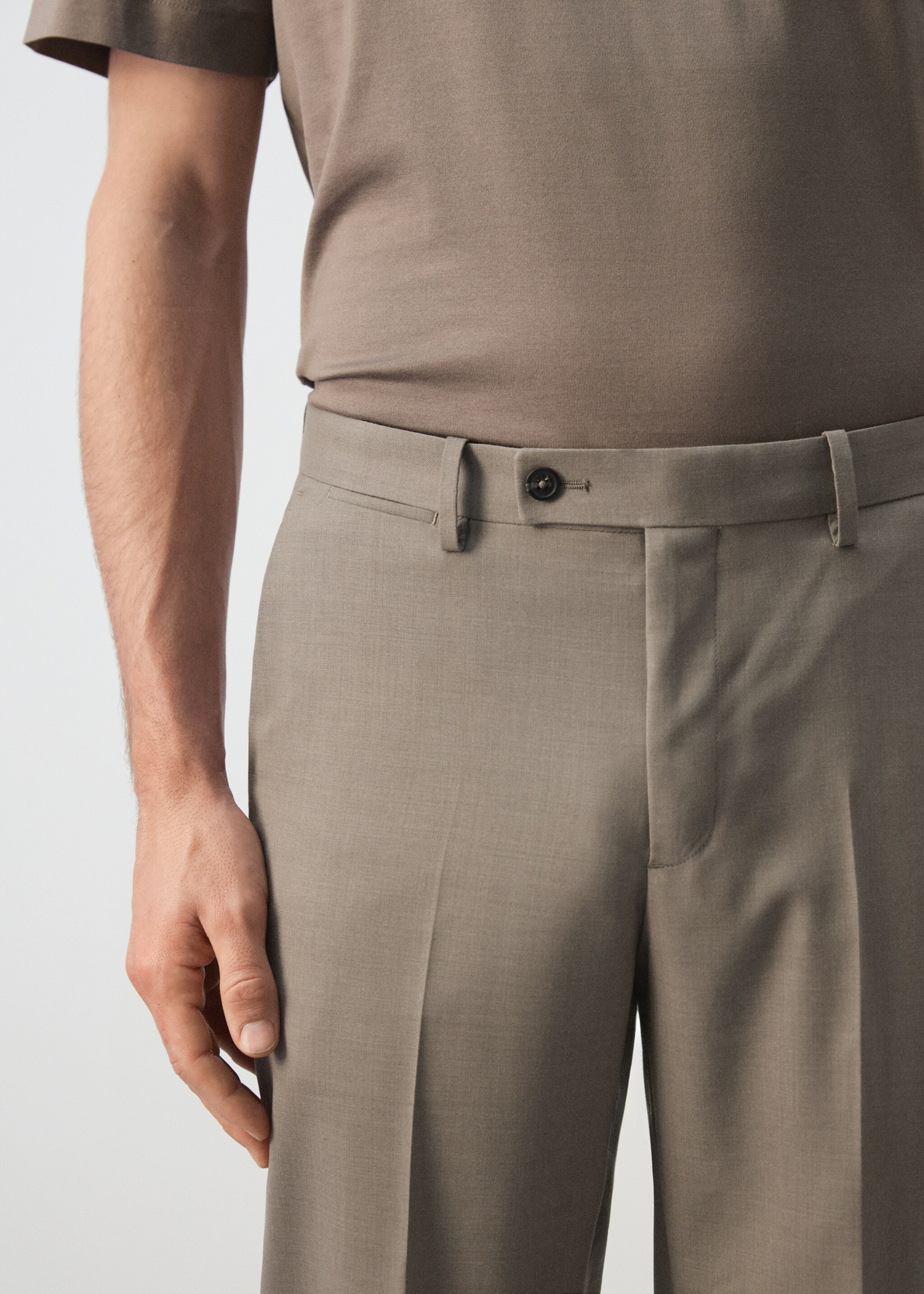 Pantalón traje Turín 100% lana - Detalle del artículo 1, Marrón medio. Ref: 27025950-00.