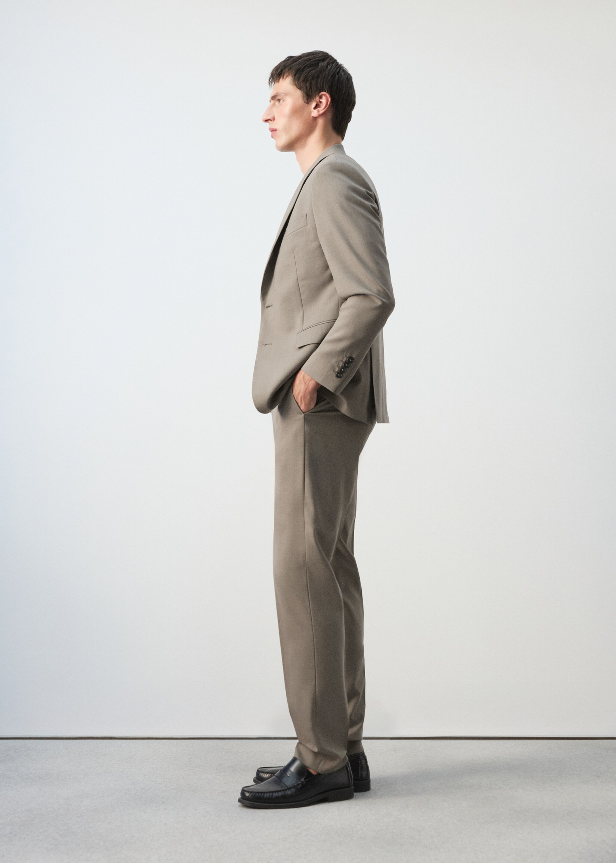 Pantalón traje Turín 100% lana - Detalle del artículo 2, Marrón medio. Ref: 27025950-00.