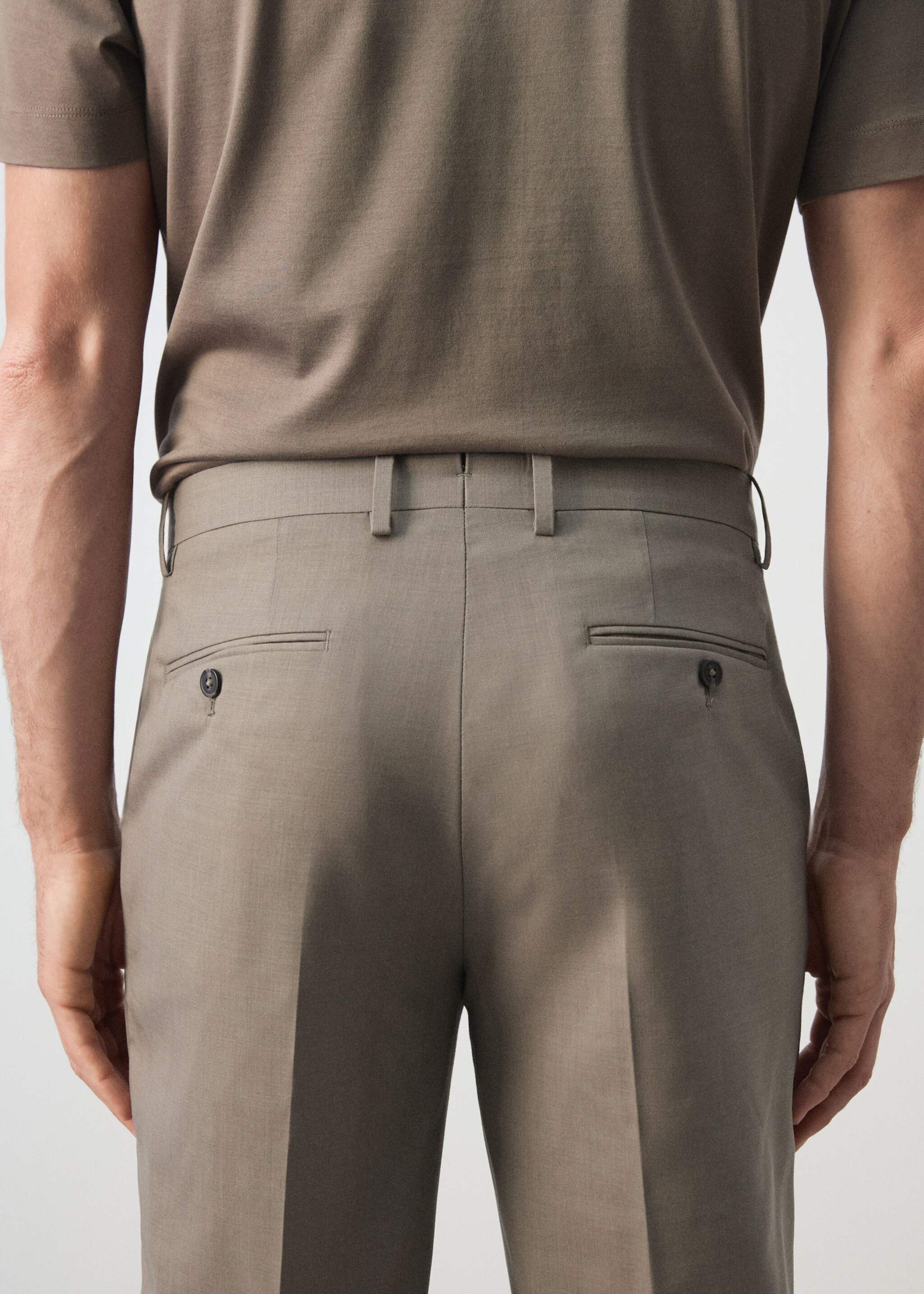 Pantalón traje Turín 100% lana - Detalle del artículo 6, Marrón medio. Ref: 27025950-00.