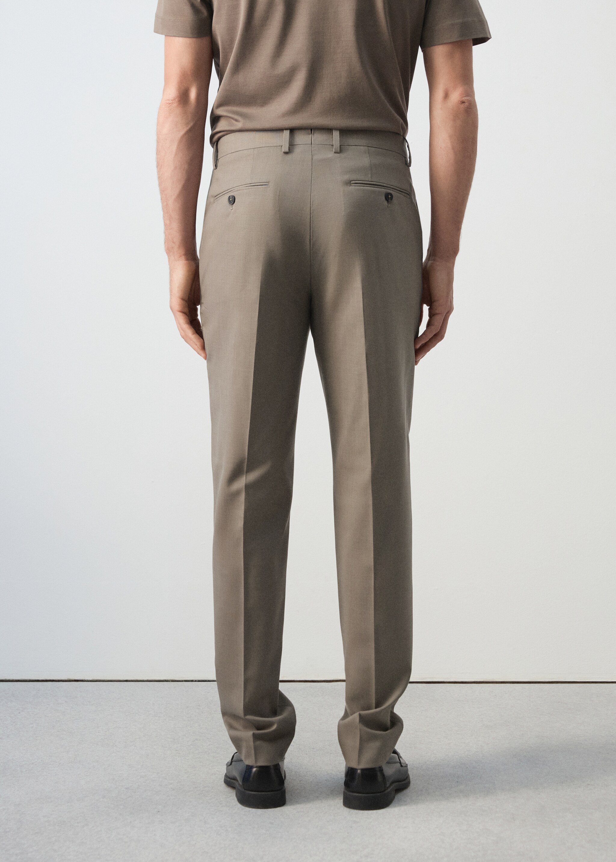 Pantalón traje Turín 100% lana - Reverso del artículo, Marrón medio. Ref: 27025950-00.