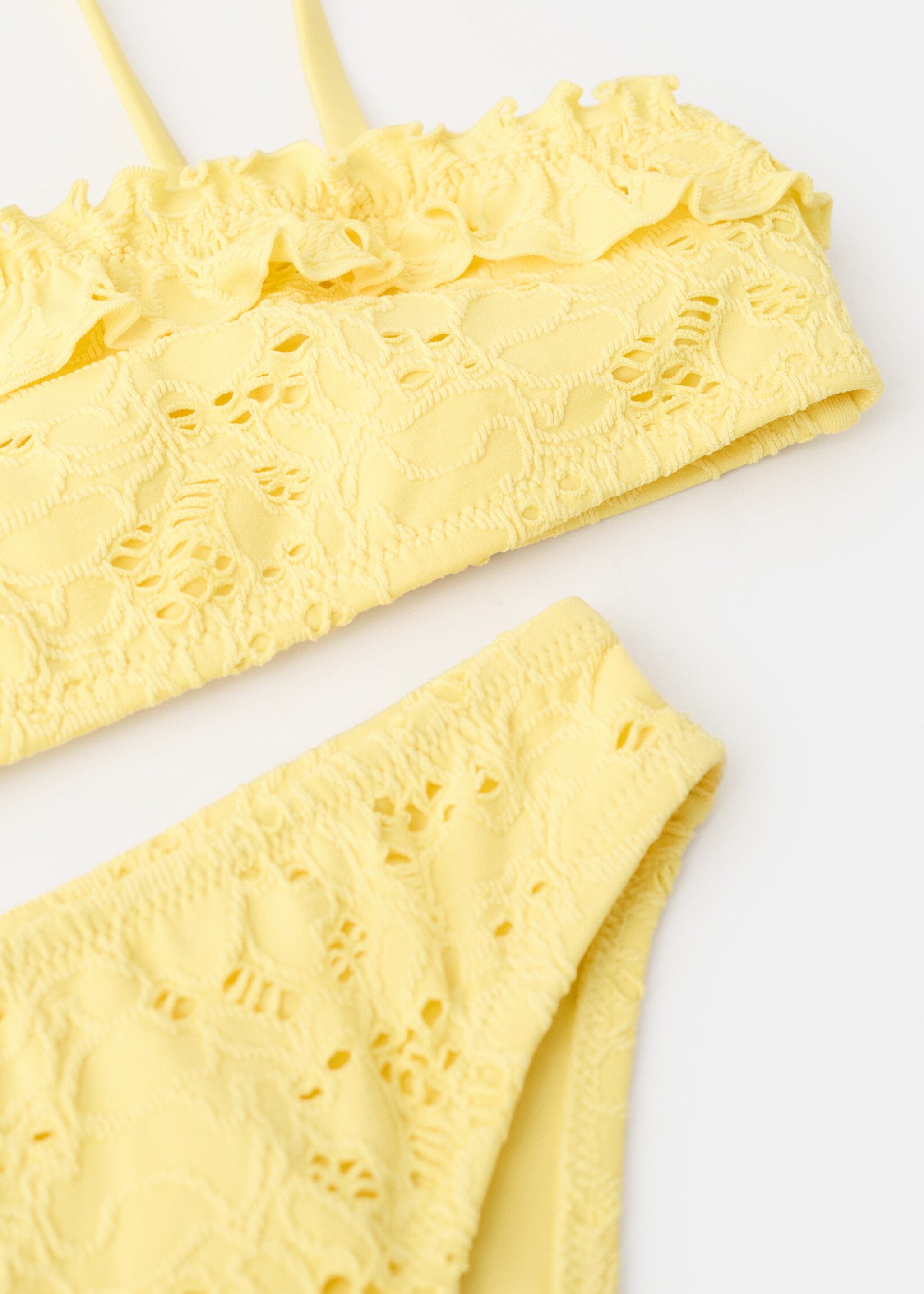 Crochet asymmetric cut-out bikini - Details of the article 0, Yellow. Ref: 27025954-00.