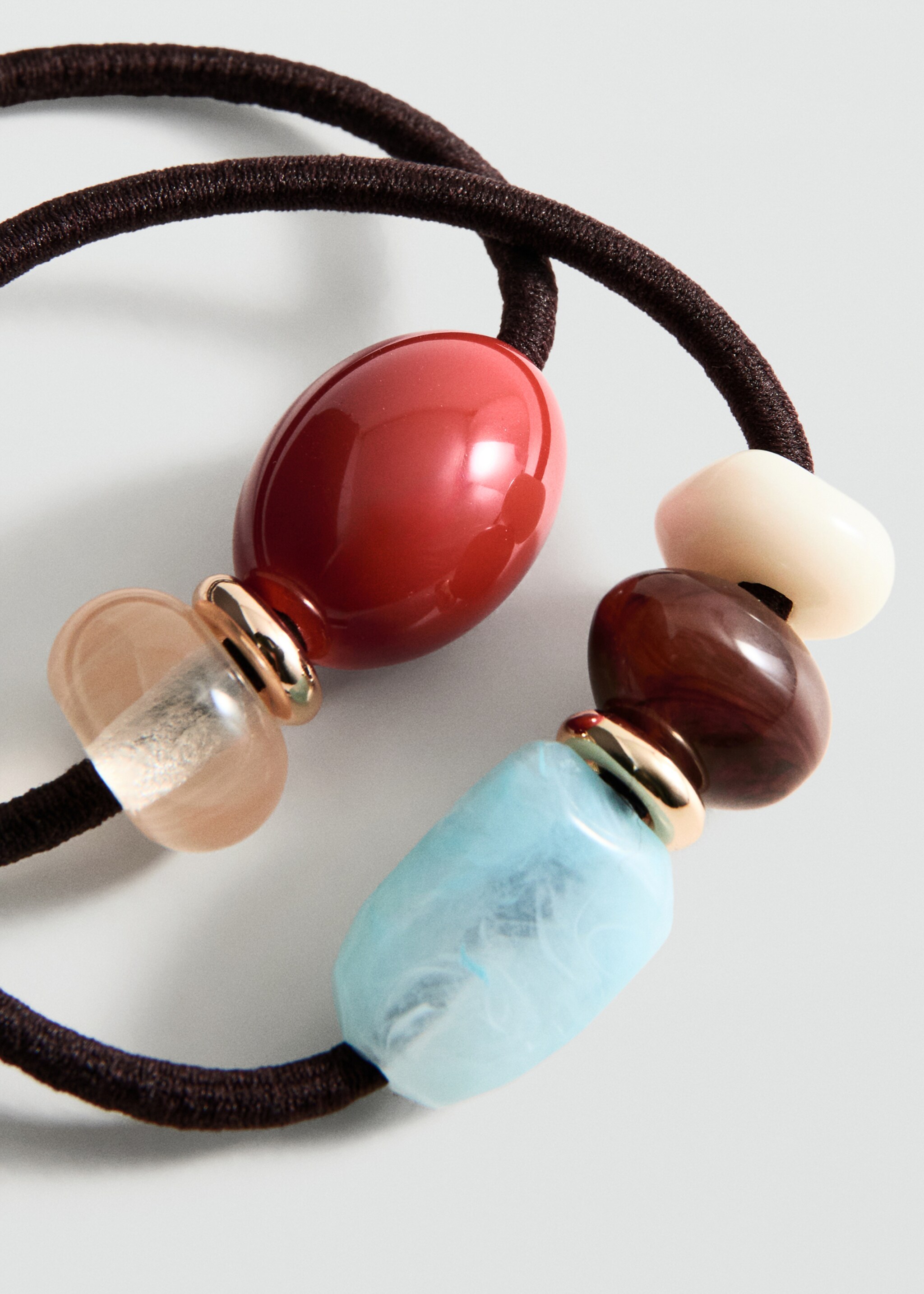 Lot 2 élastiques à cheveux perles fantaisie - Détail de l'article 1, Rouge. Ref: 27025956-00.