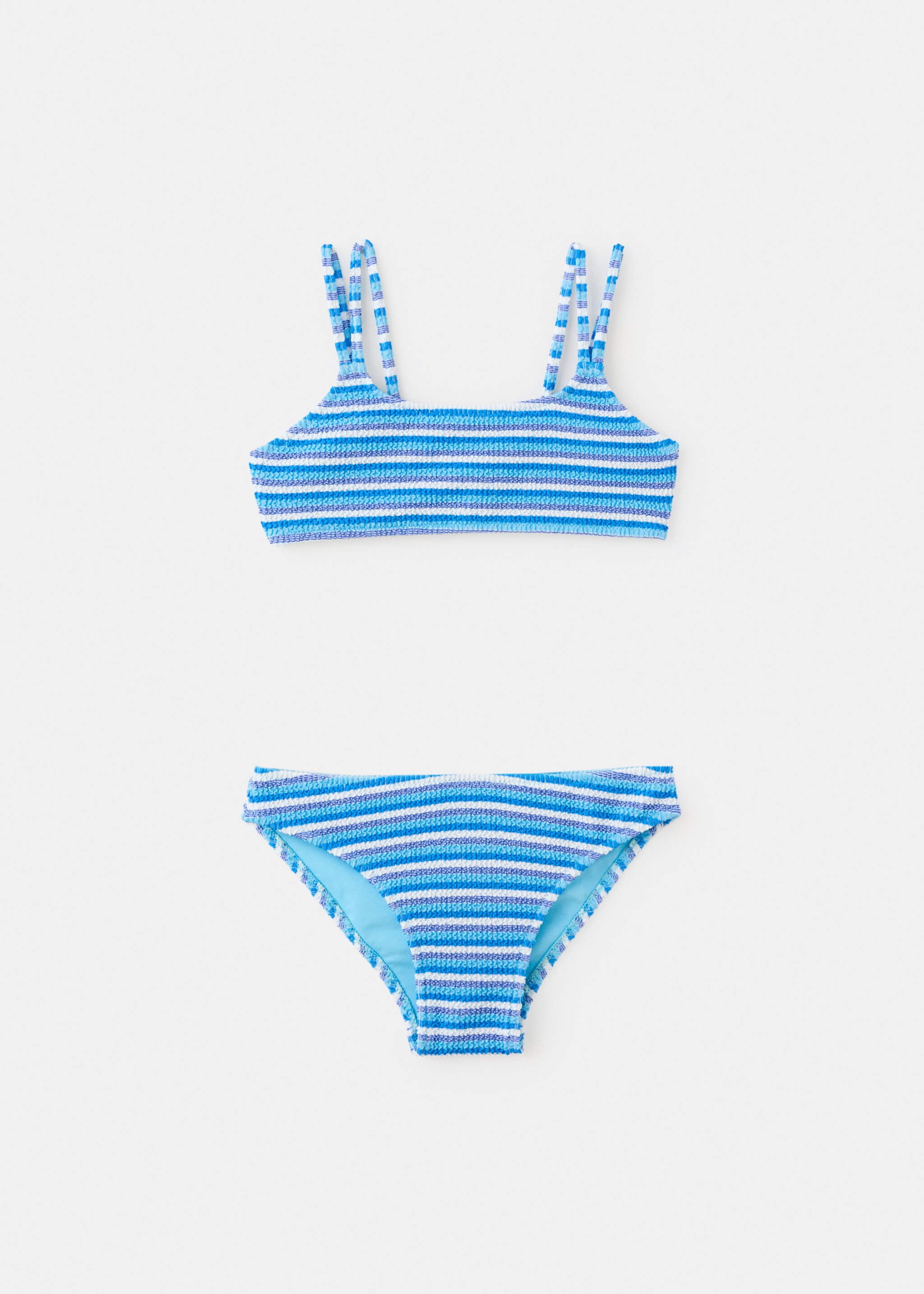 Striped textured bikini - Article without model, Blue. Ref: 27025957-00.