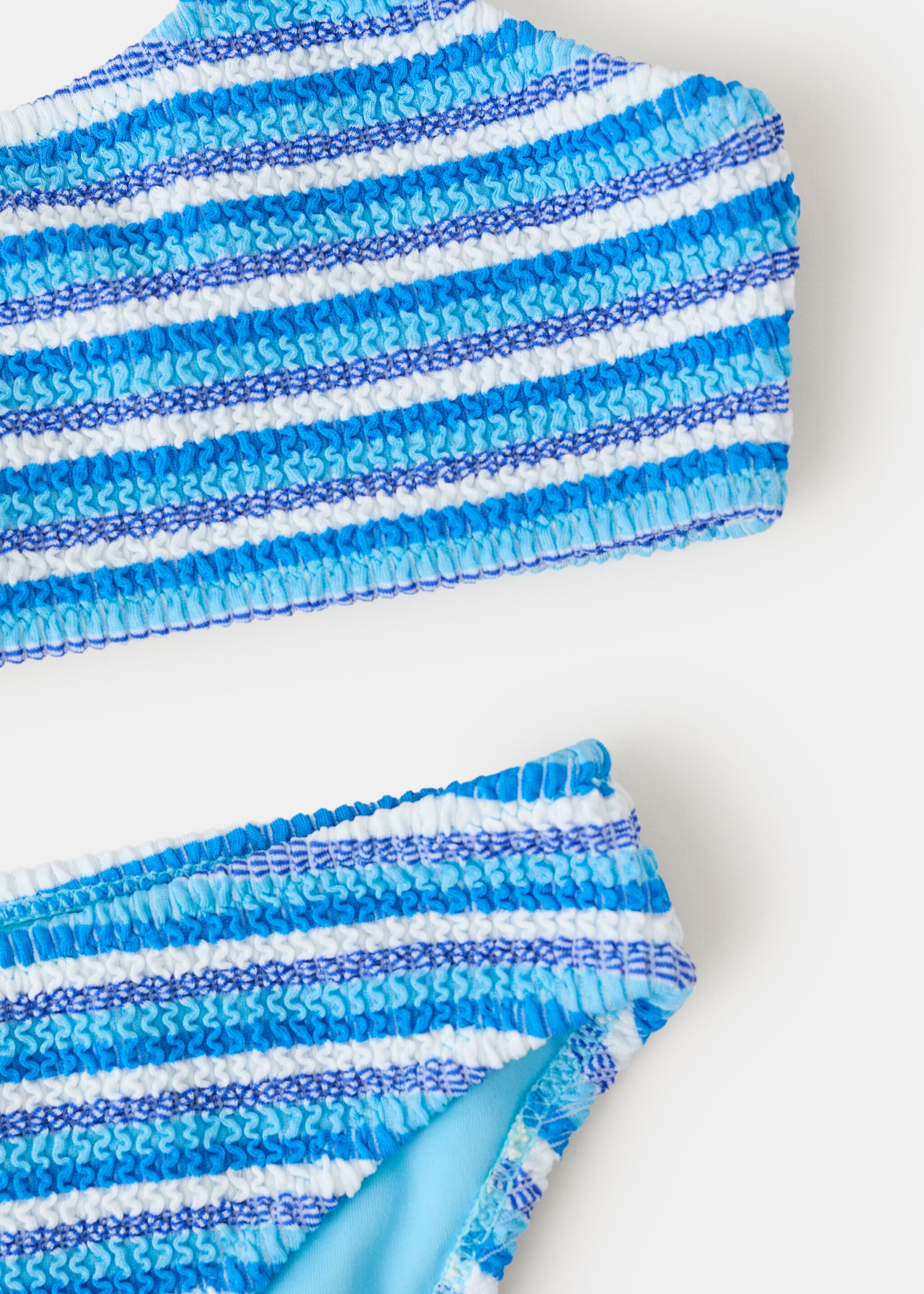 Striped textured bikini - Details of the article 0, Blue. Ref: 27025957-00.