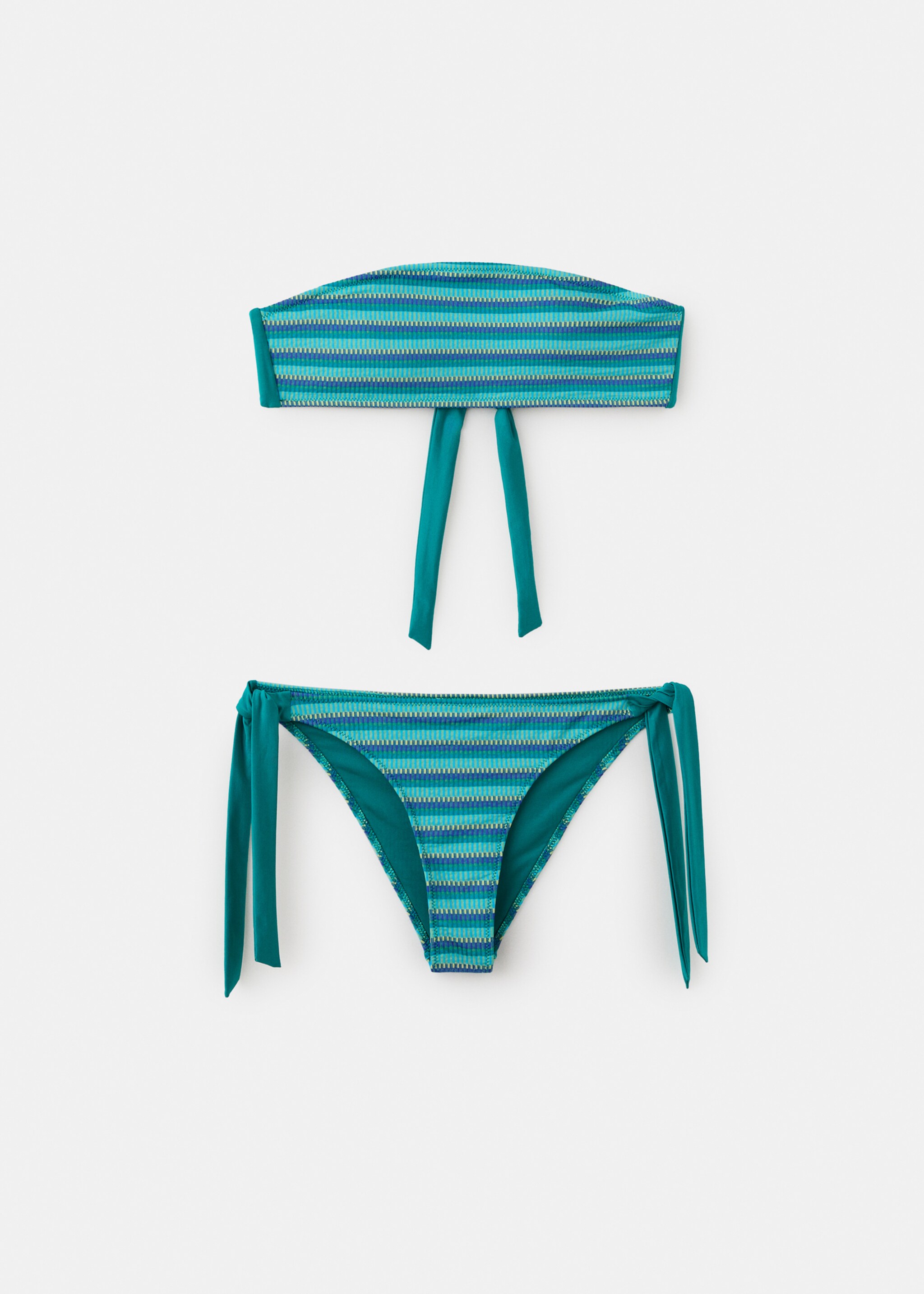 Bandeau bikini with mid-rise briefs - Article without model, Turquoise. Ref: 27025969-00.