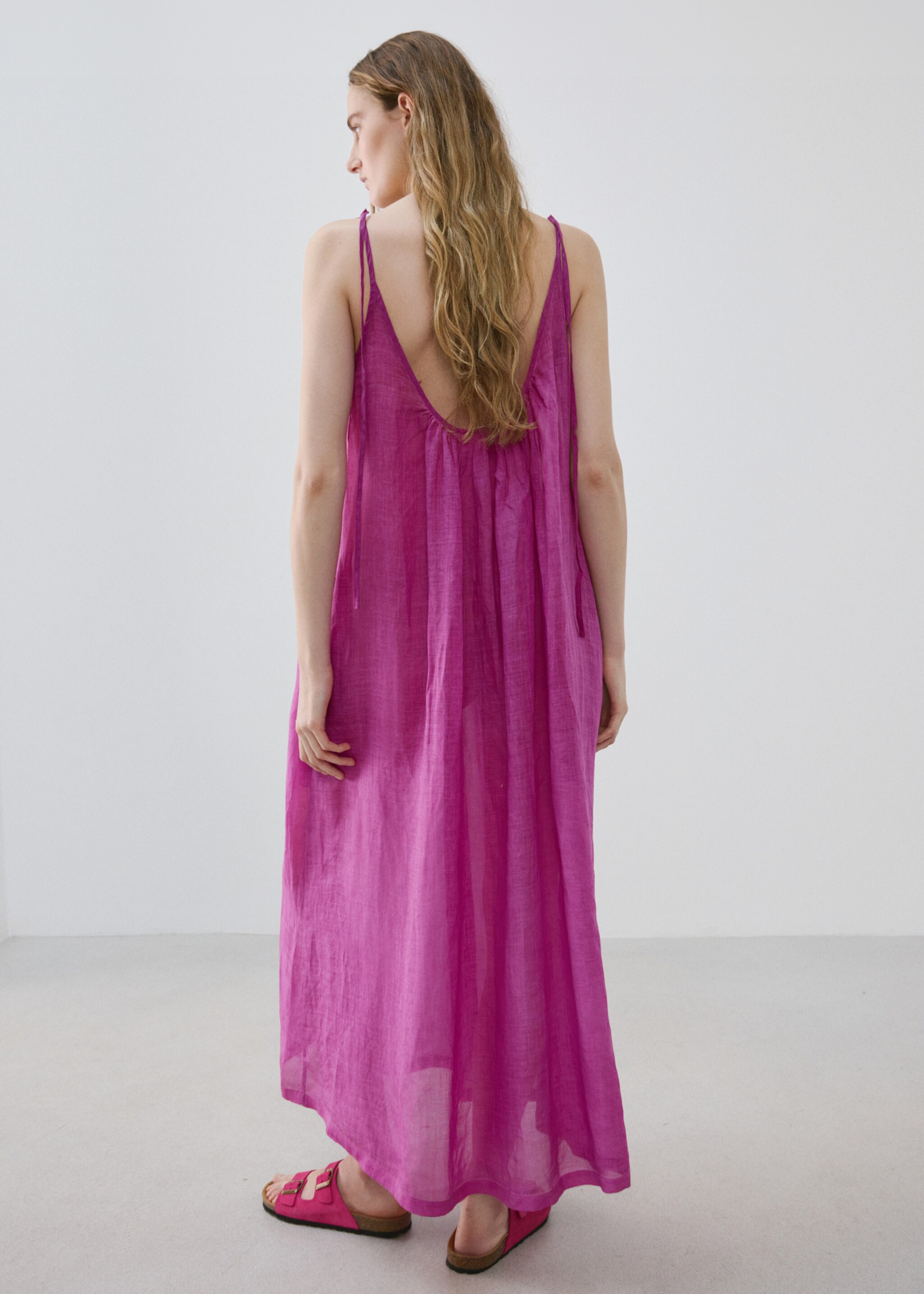 قميص نوم من قماش راميو - الجهة الخلفية للمنتج, أرجواني. Ref: 27025973-00.