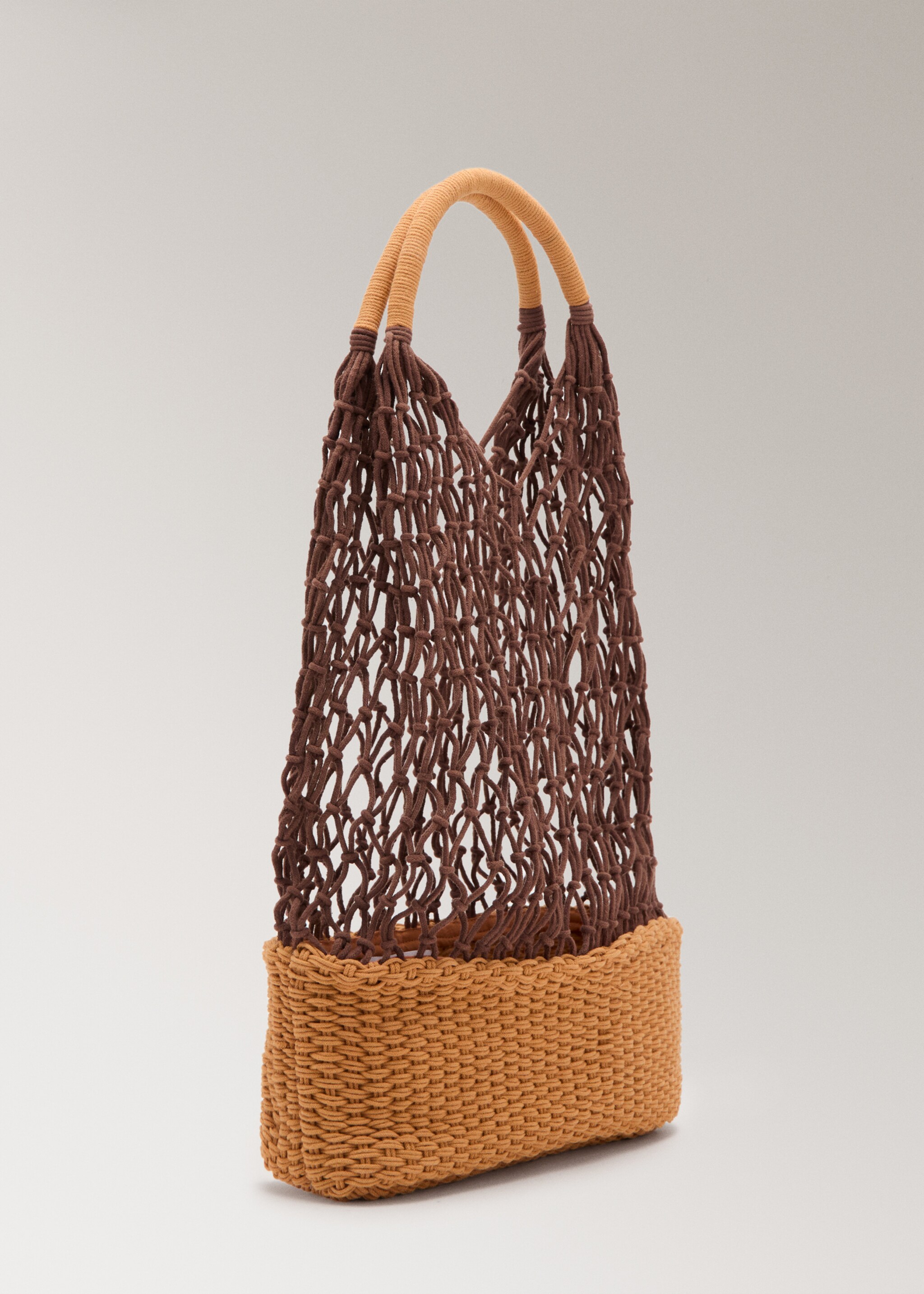 Cotton mesh shoulder bag - Medium plane, Brown. Ref: 27025976-00.