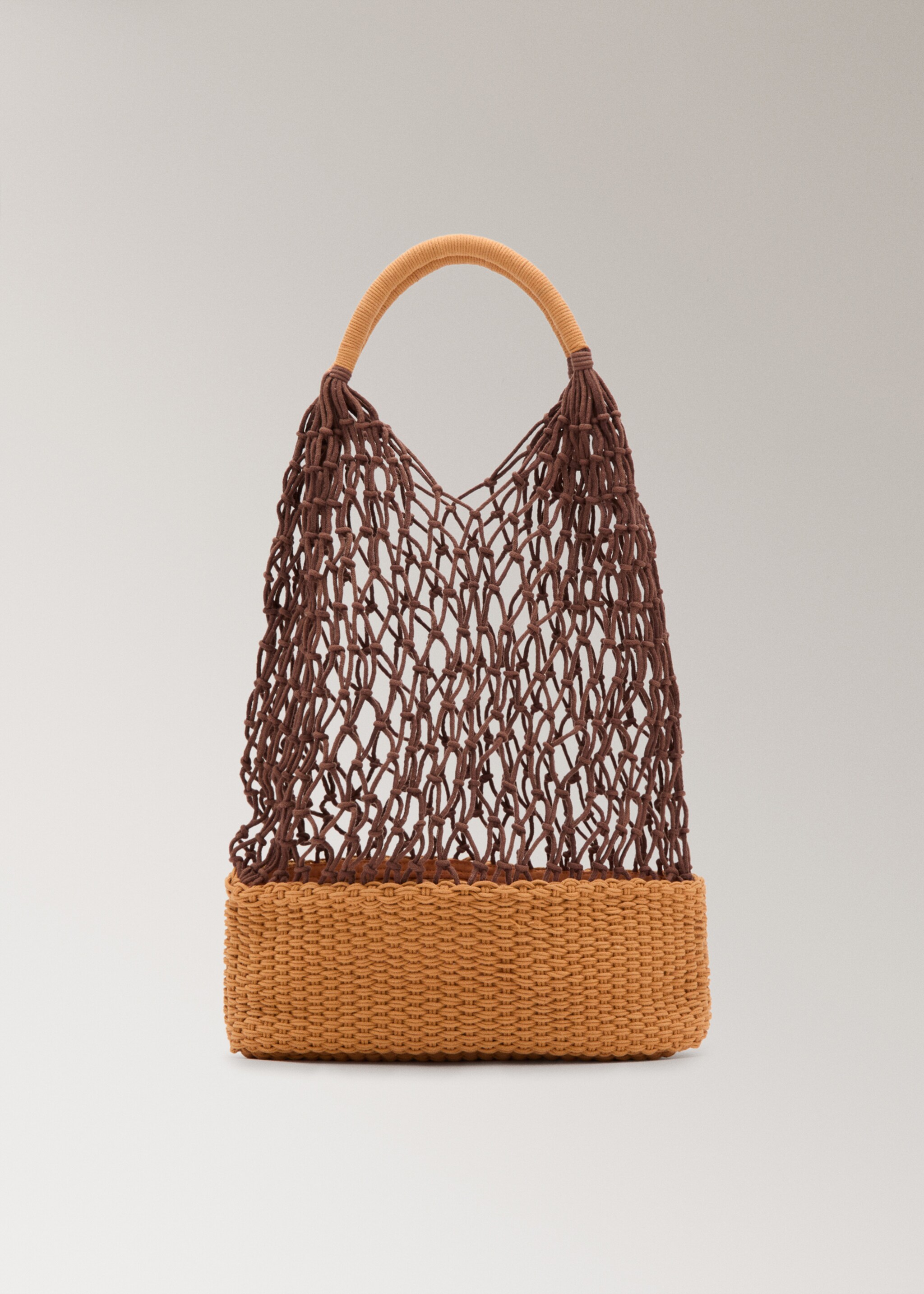 Cotton mesh shoulder bag - Article without model, Brown. Ref: 27025976-00.