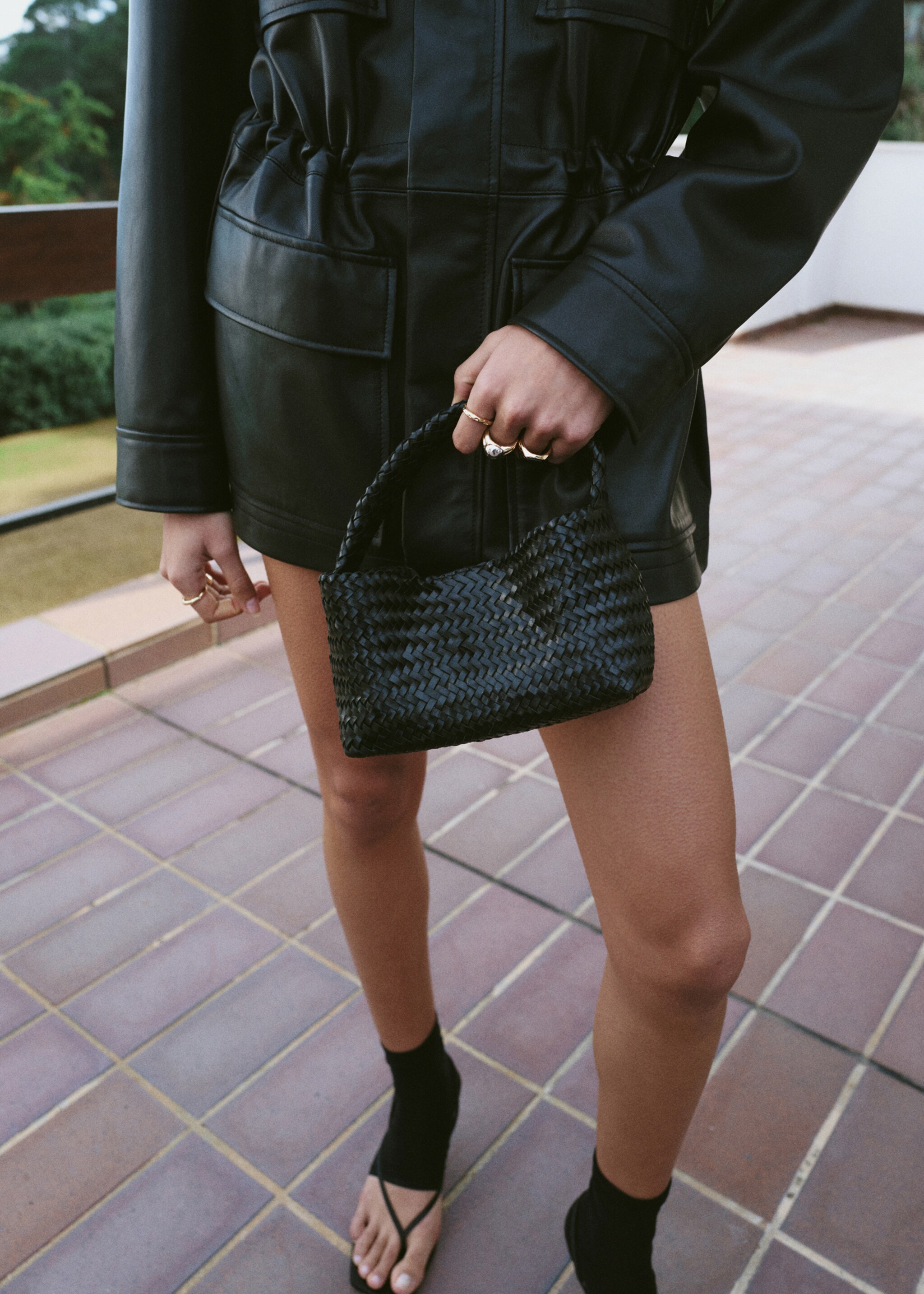 Braided handbag - Details of the article 9, Black. Ref: 27025977-00.