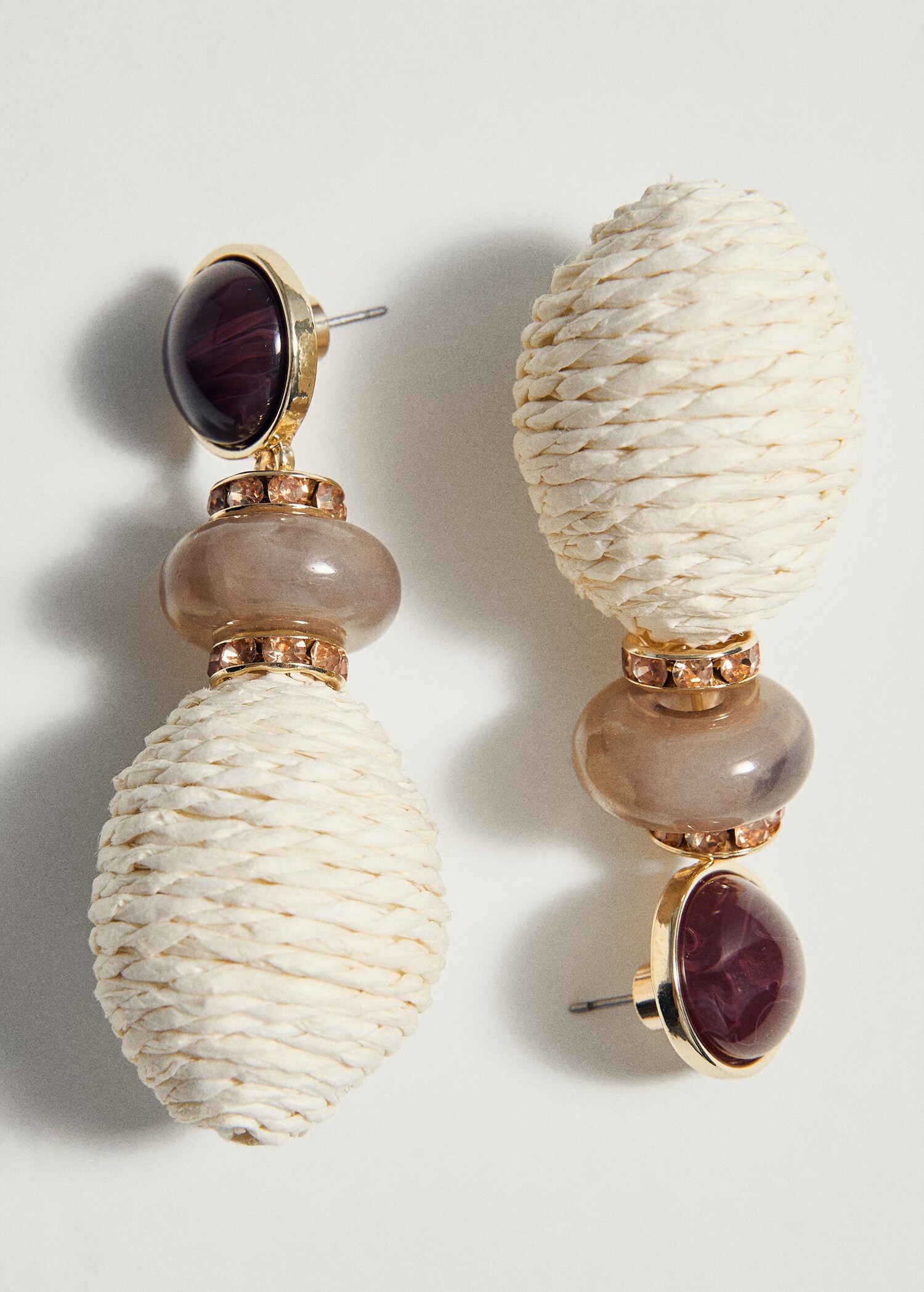 Серьги с подвесками из натурального волокна - Деталь изделия 5