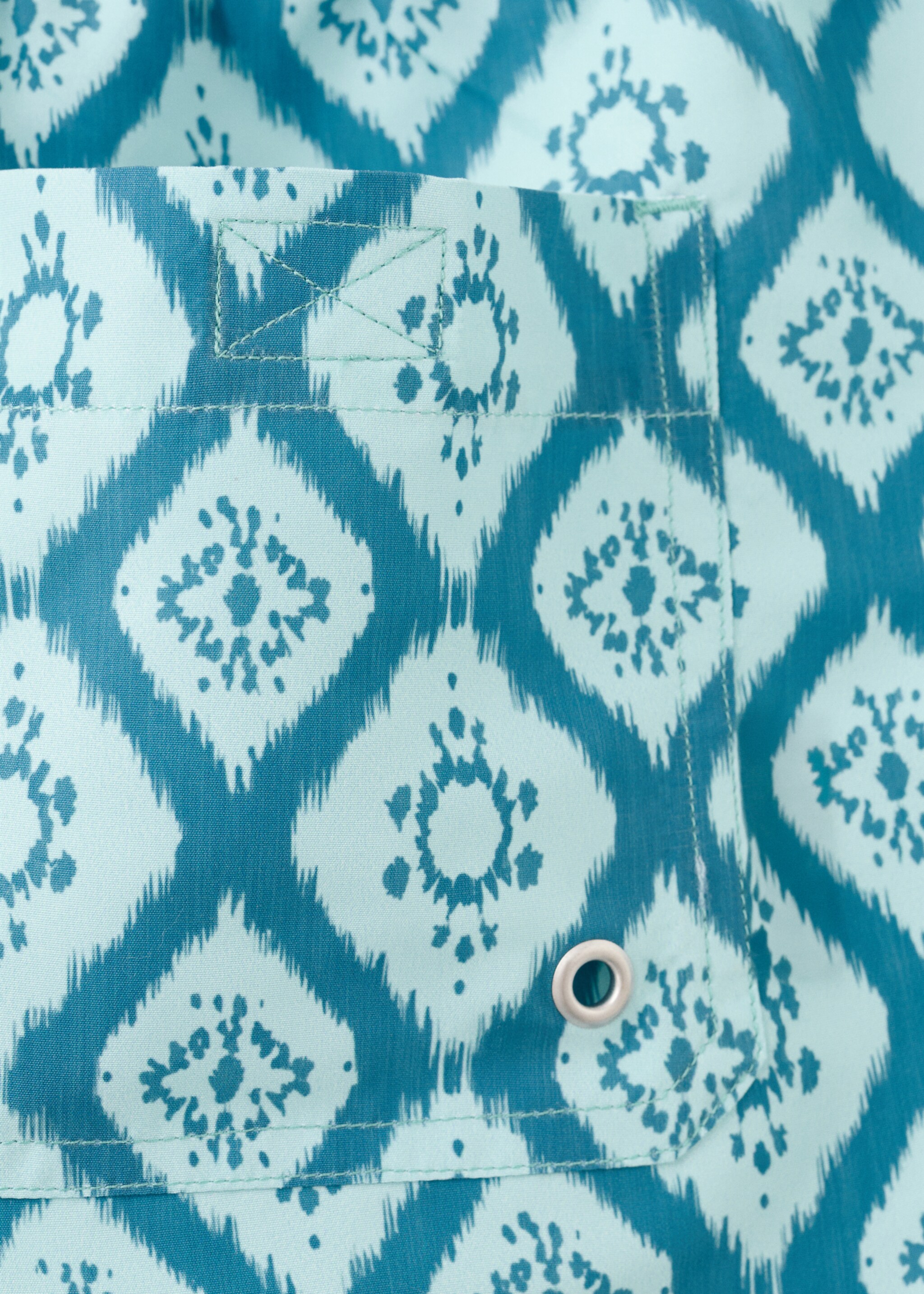 Ethnic-print swimsuit - Details of the article 8, Aqua Green. Ref: 27025988-00.