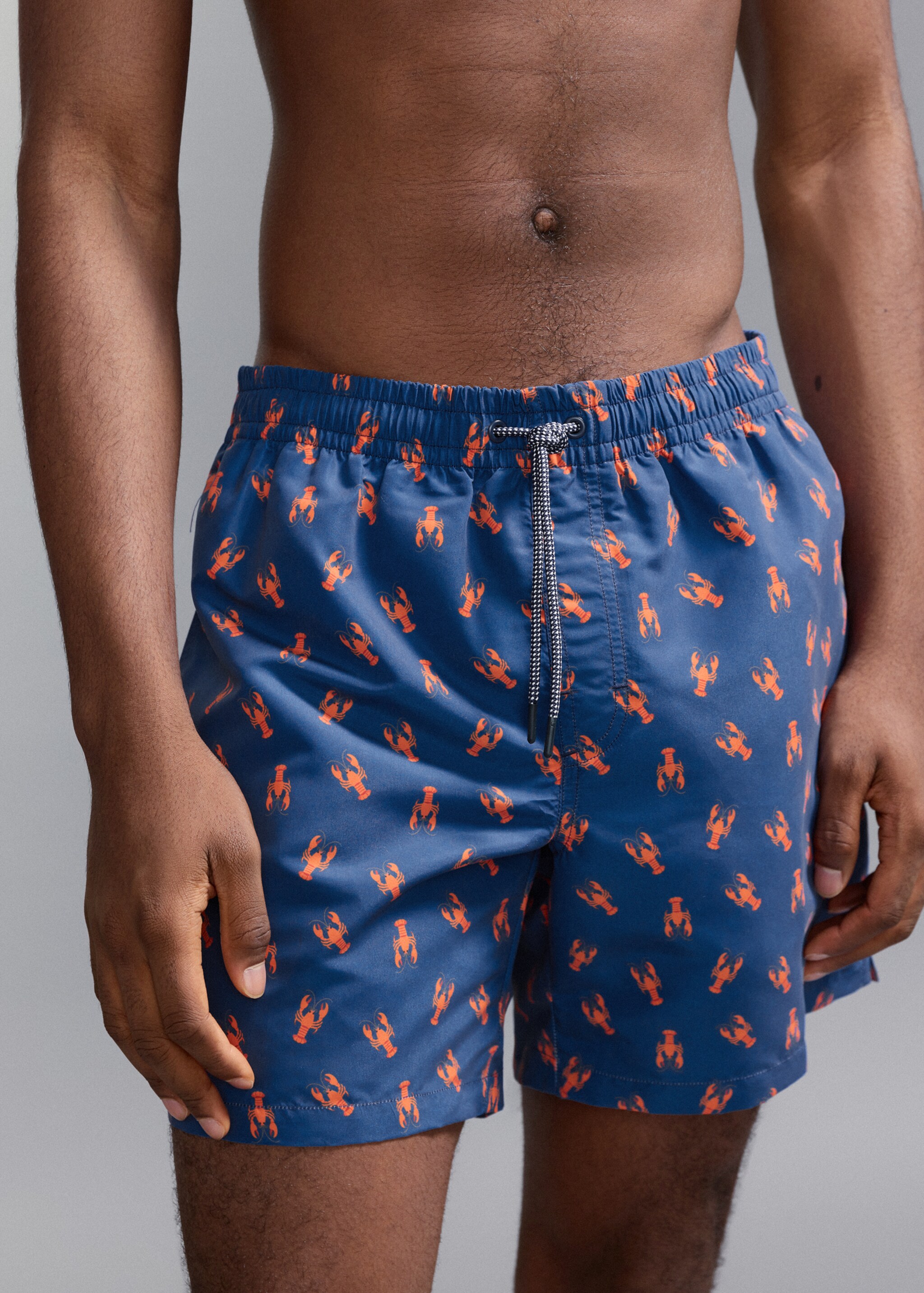 Lobster-print swimming costume - Details of the article 6, Navy. Ref: 27025989-00.