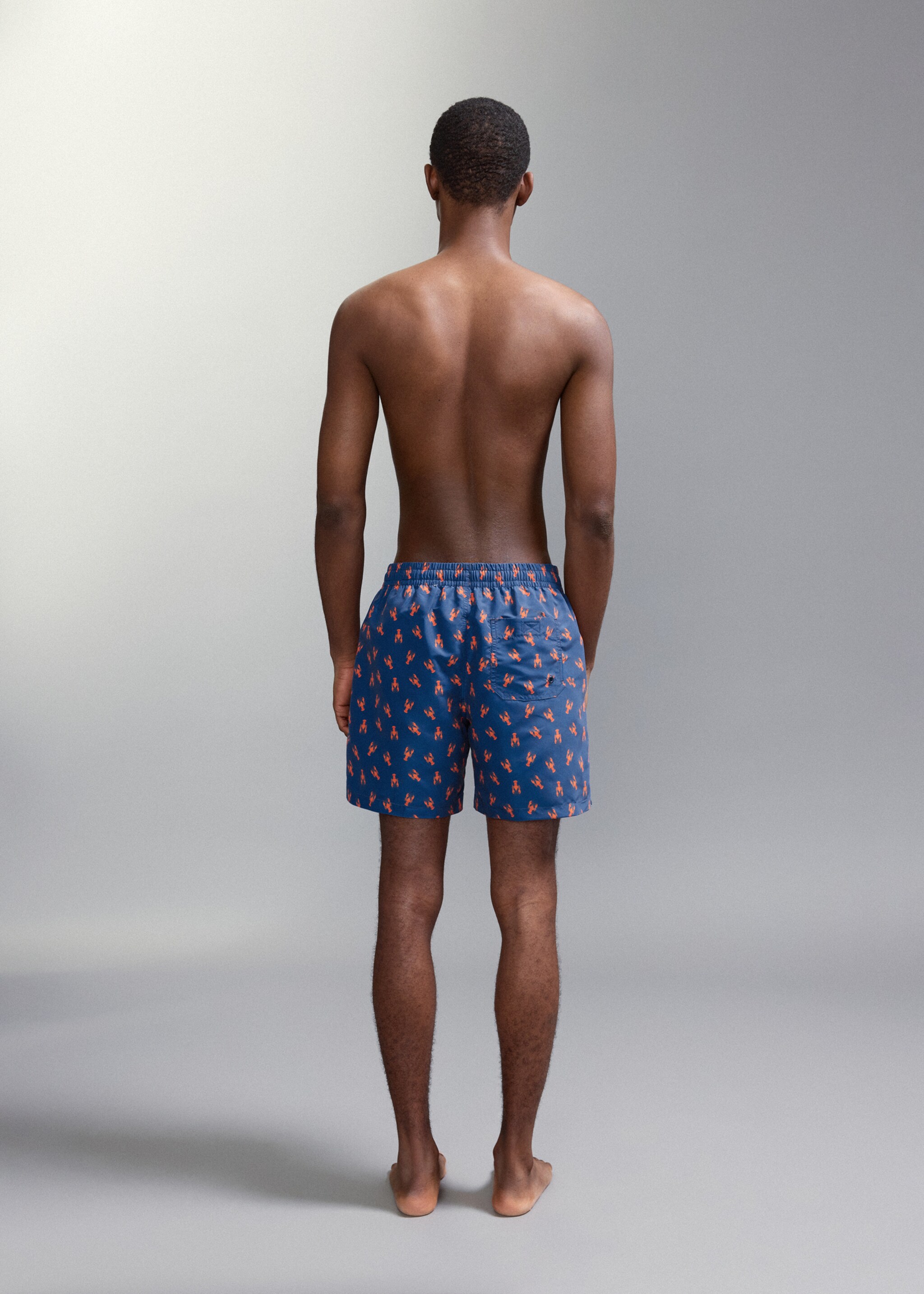 Lobster-print swimming costume - Reverse of the article, Navy. Ref: 27025989-00.