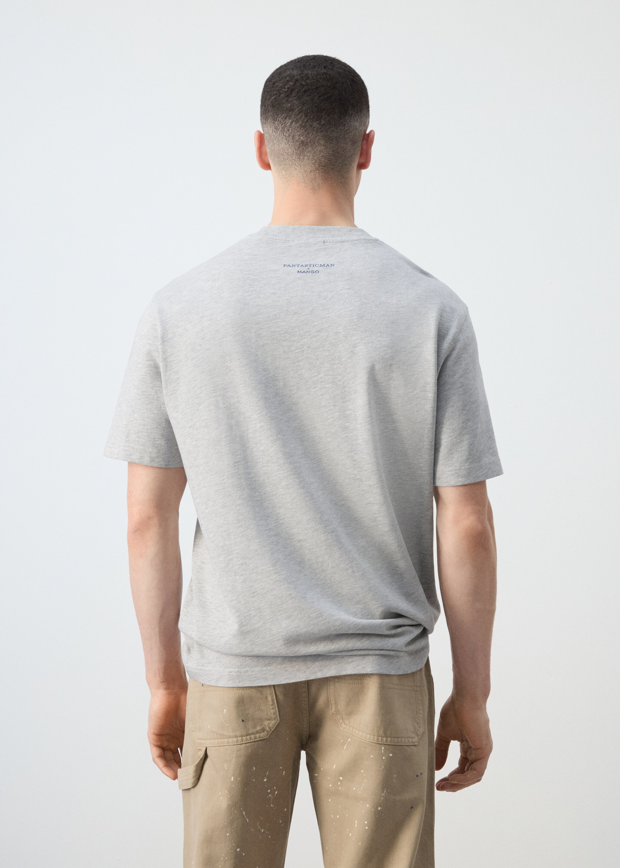 100% cotton printed t-shirt - Reverse of the article, Medium Heather Grey. Ref: 27025994-00.
